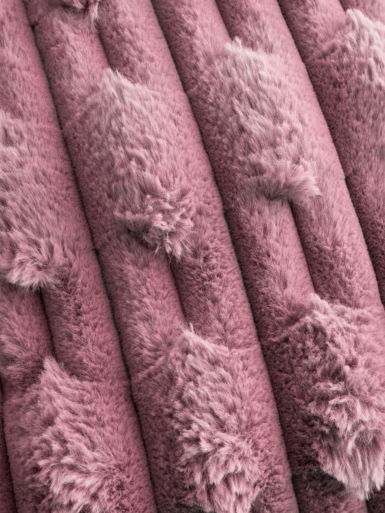 Image 4 of 5 of Bianca Carved Faux Fur Cushion- Pink