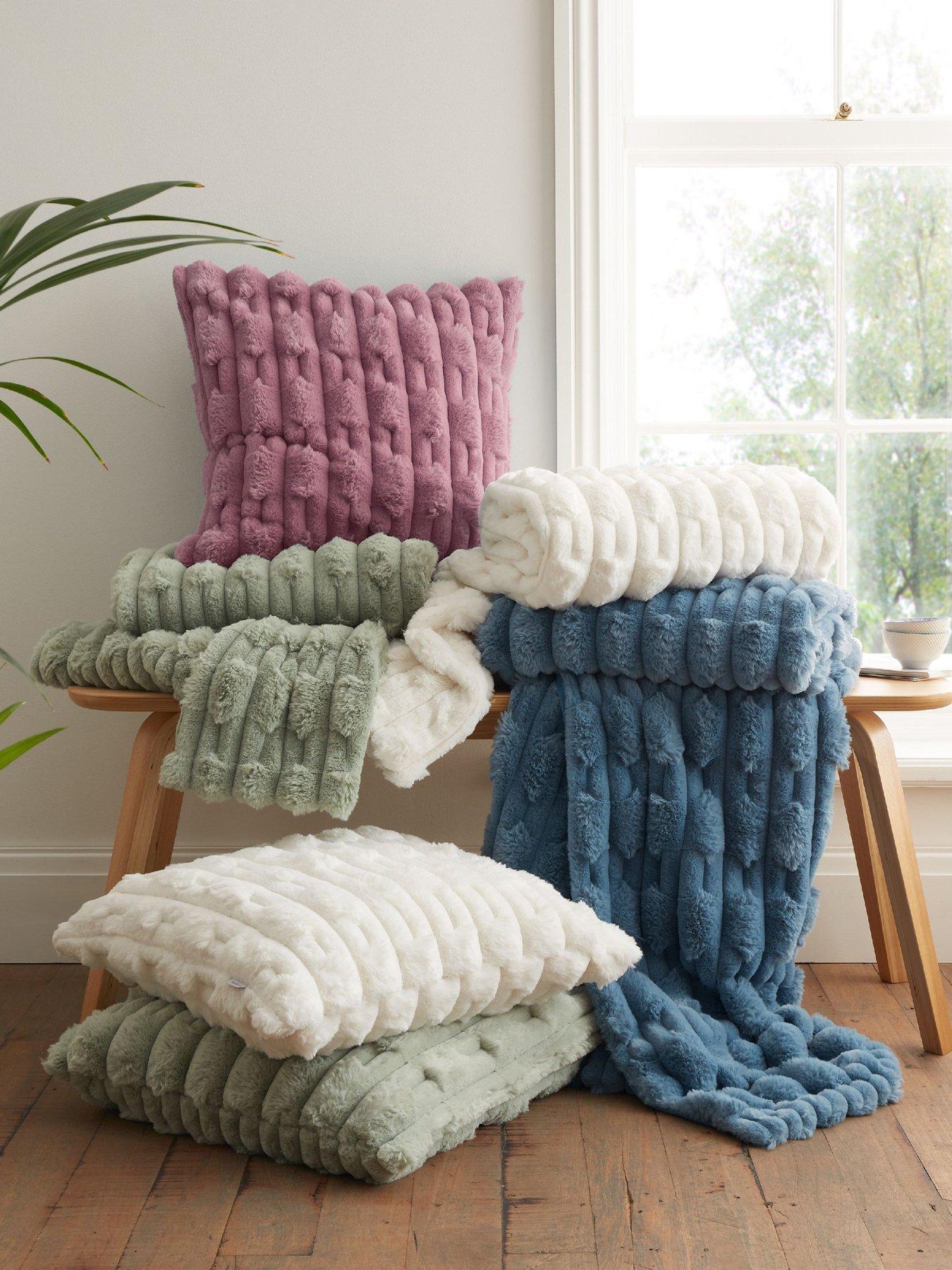 Image 5 of 5 of Bianca Carved Faux Fur Cushion- Pink