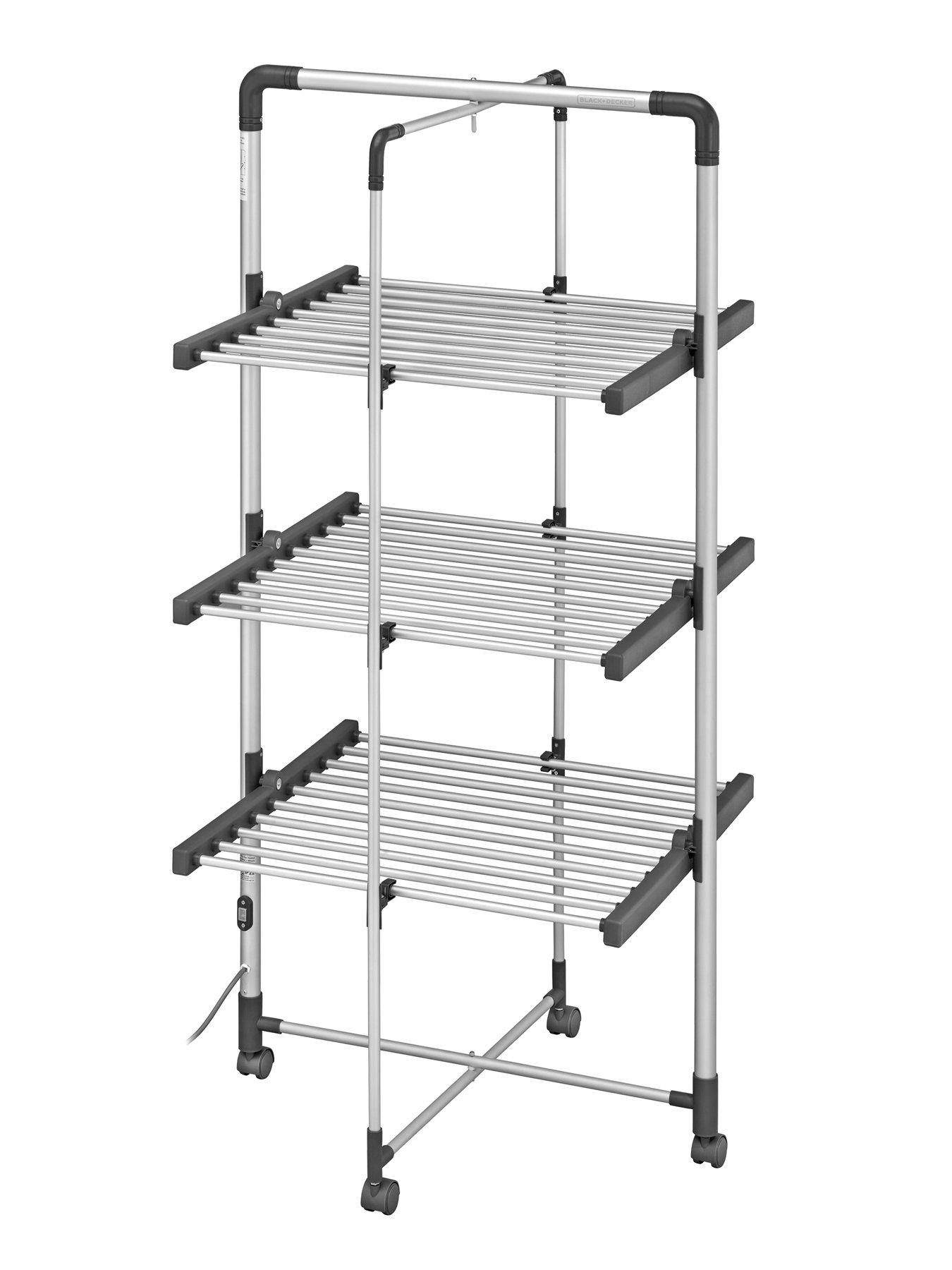  image of black-decker-3-tier-heated-airer-wheels-and-cover