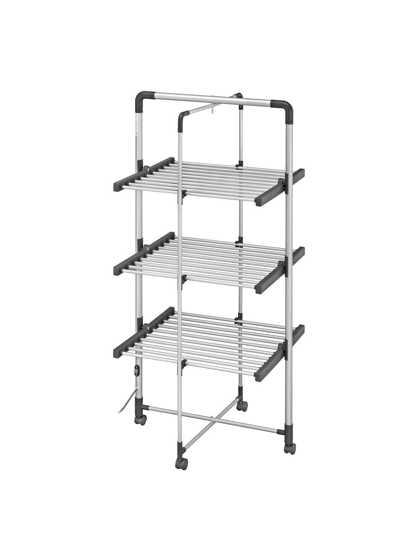  image of black-decker-3-tier-heated-airer-wheels-and-cover