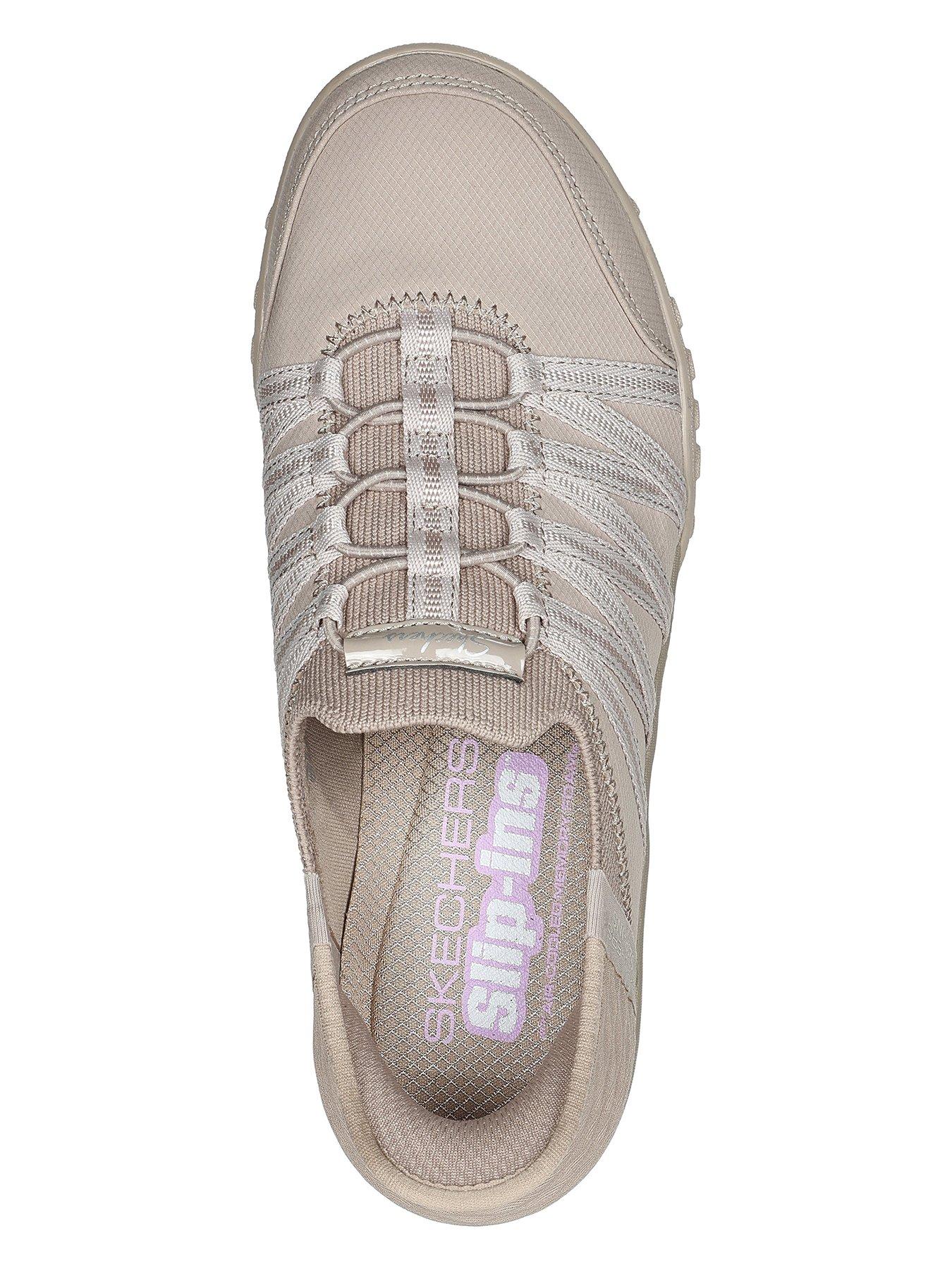  image of skechers-wide-fit-breathe-easy-slip-in-roll-with-me-trainer-beige