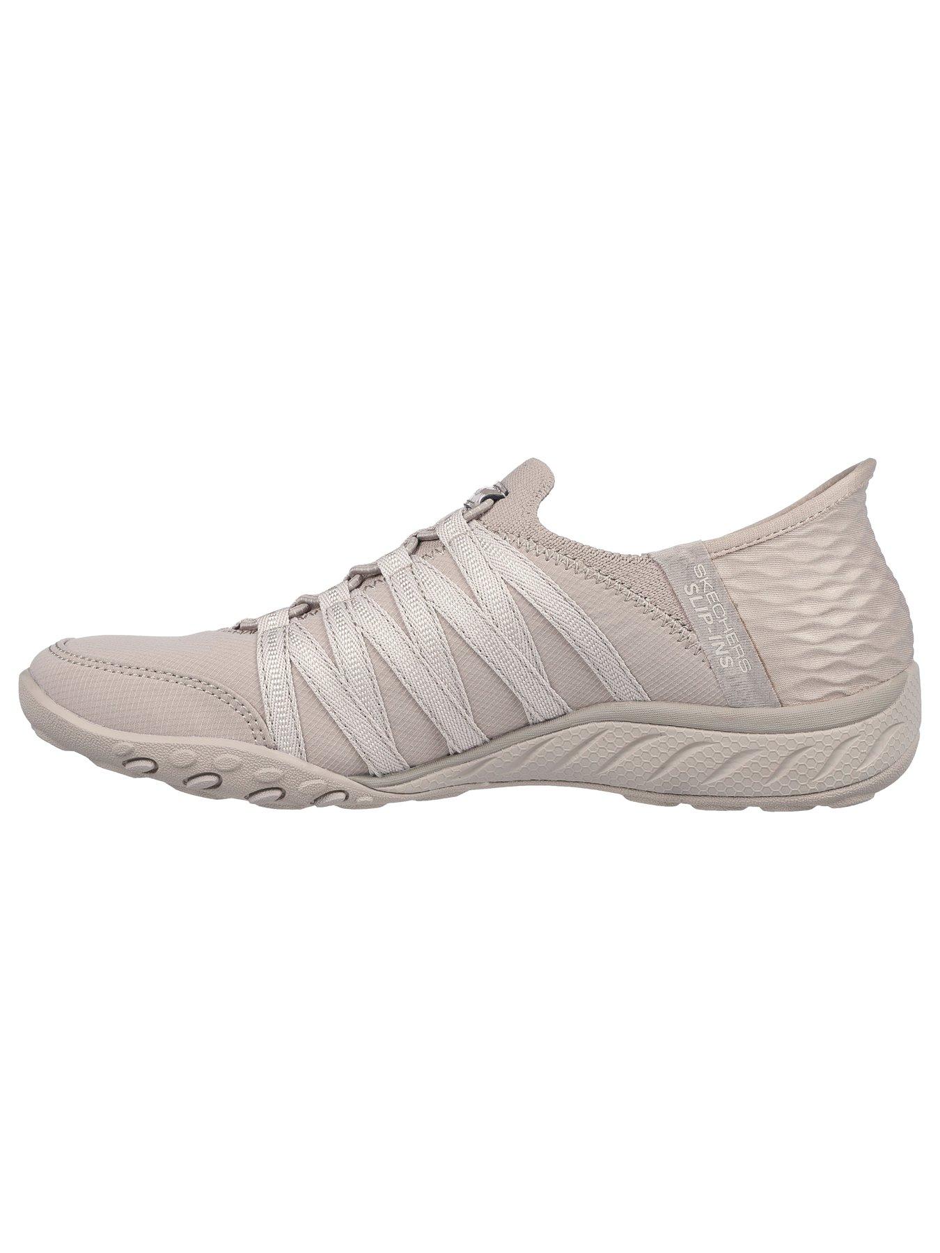  image of skechers-wide-fit-breathe-easy-slip-in-roll-with-me-trainer-beige