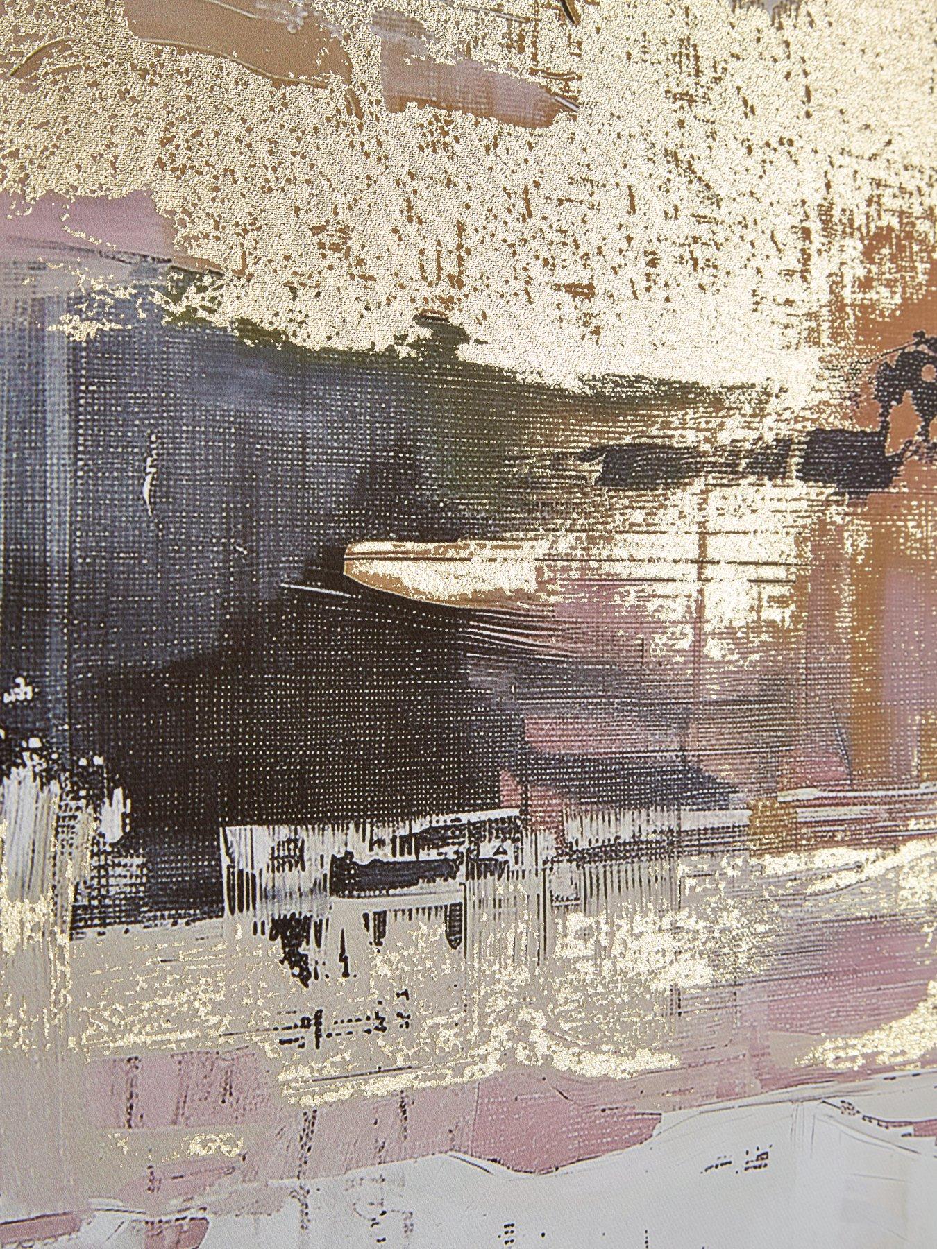 Image 5 of 6 of The Very Collection Smoked Abstract Gold Foil Printed Canvas Wall Art