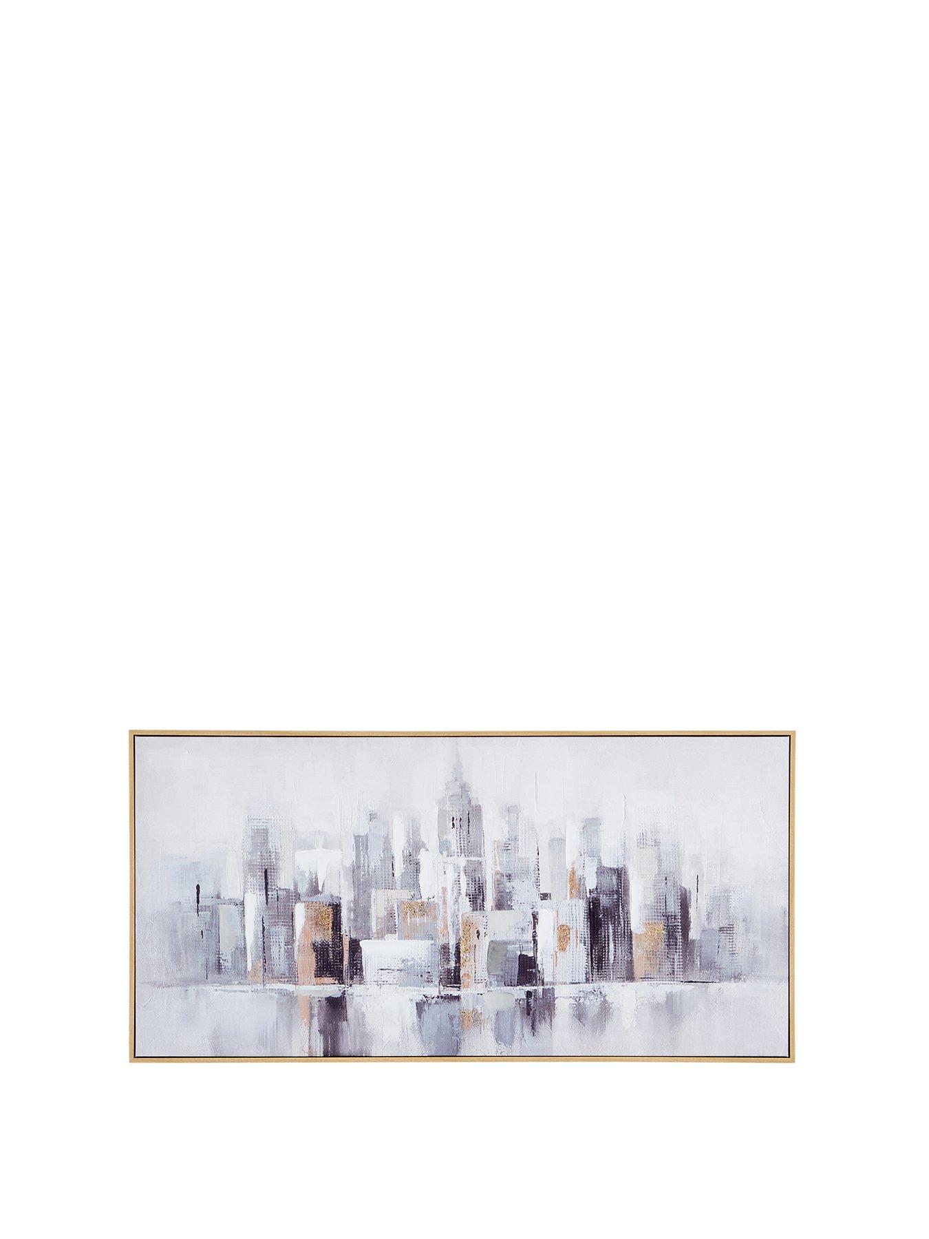 Image 2 of 6 of The Very Collection Capped City Landscape Foiled Canvas with Hand-Painted Embellishments