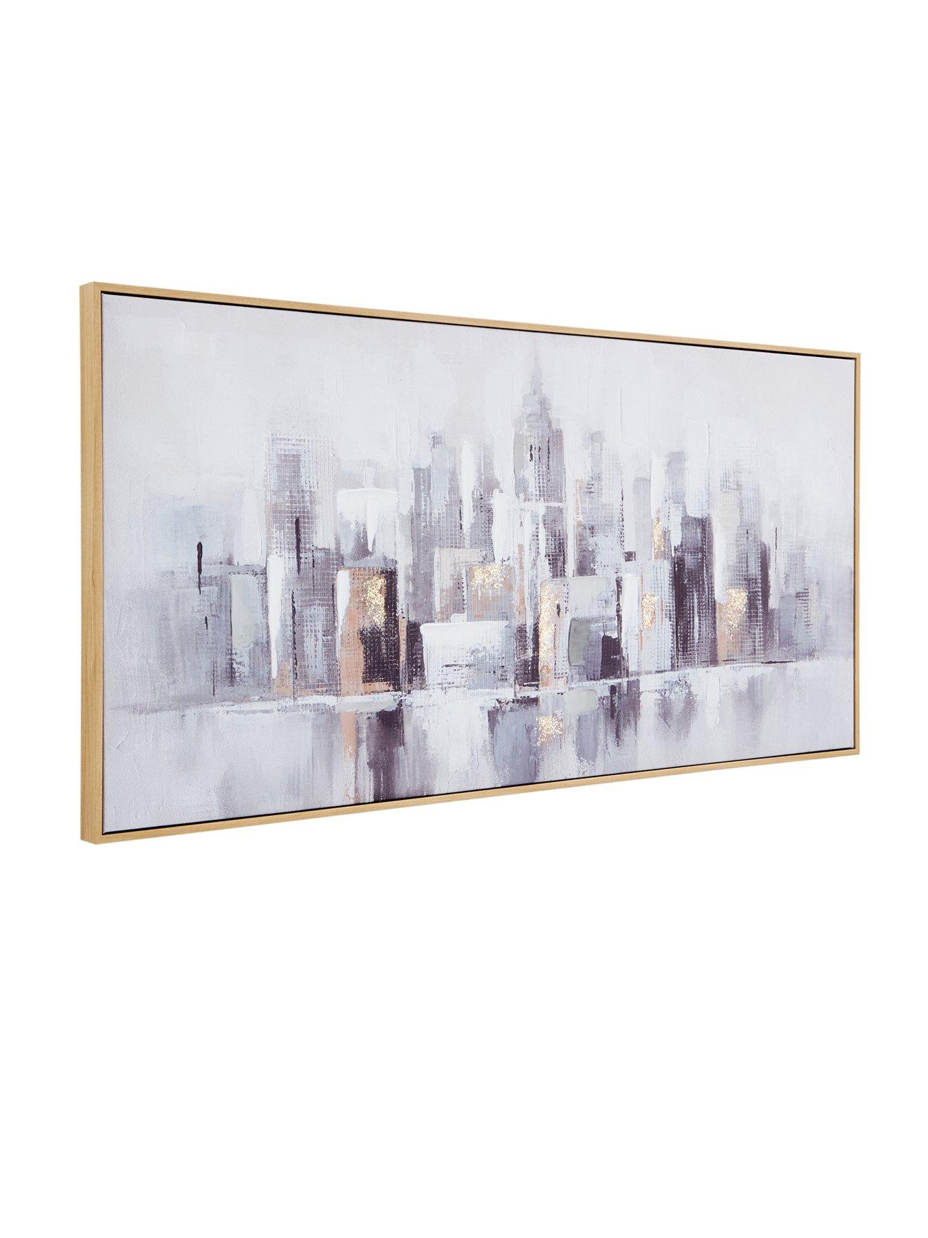 Image 3 of 6 of The Very Collection Capped City Landscape Foiled Canvas with Hand-Painted Embellishments