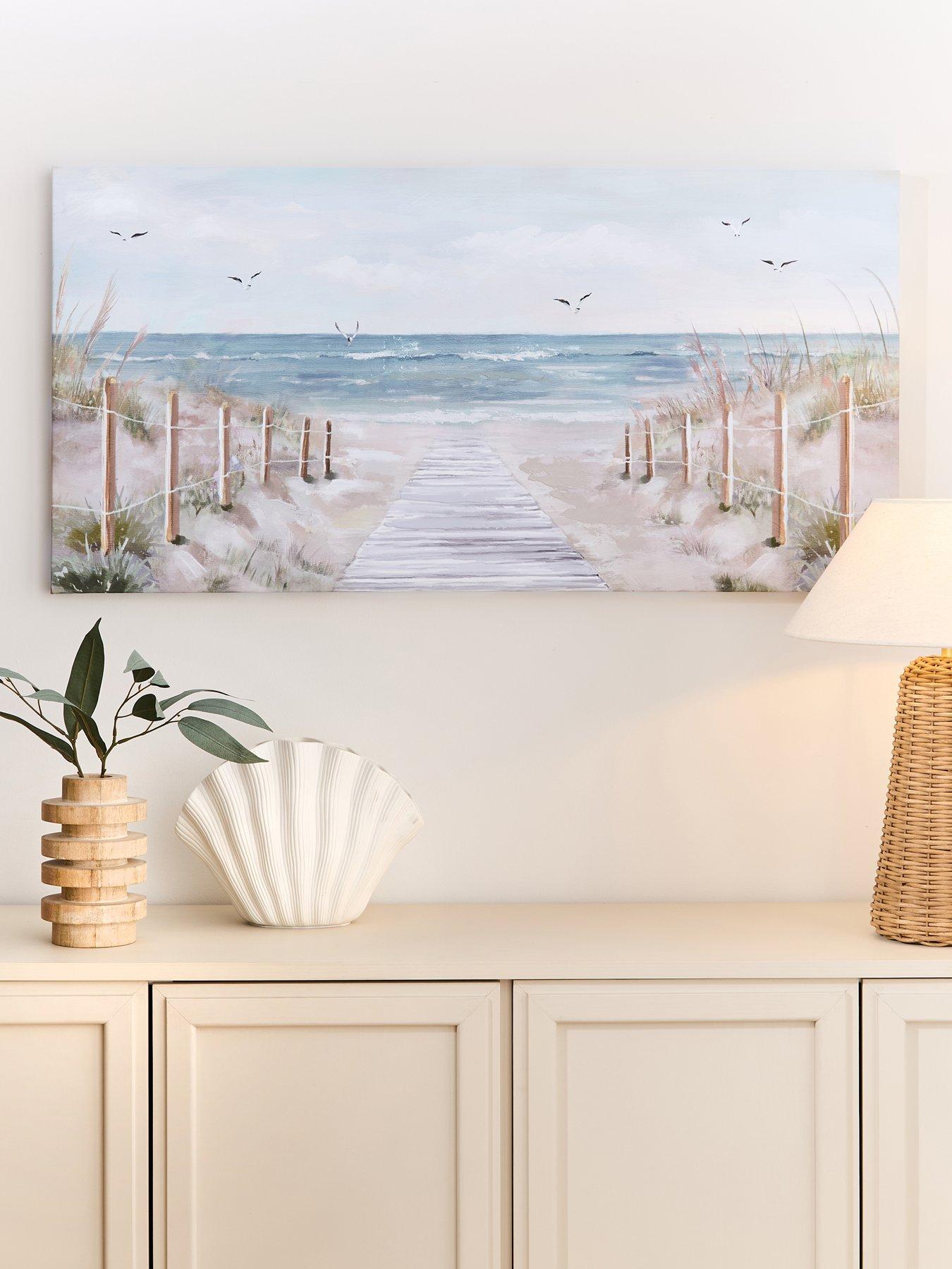 Image 1 of 6 of The Very Collection Sandy beach printed canvas with hand paint 50x100cm