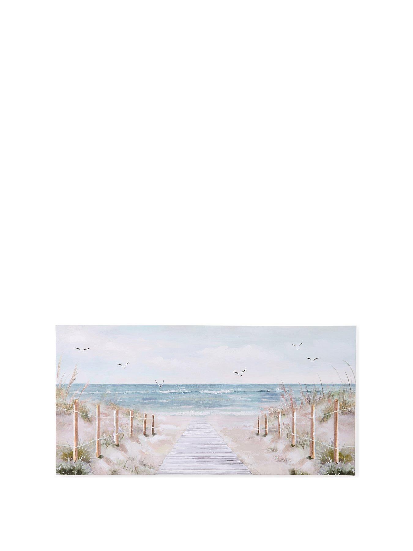  image of very-home-sandy-beach-printed-canvas-with-hand-paint-50x100cm