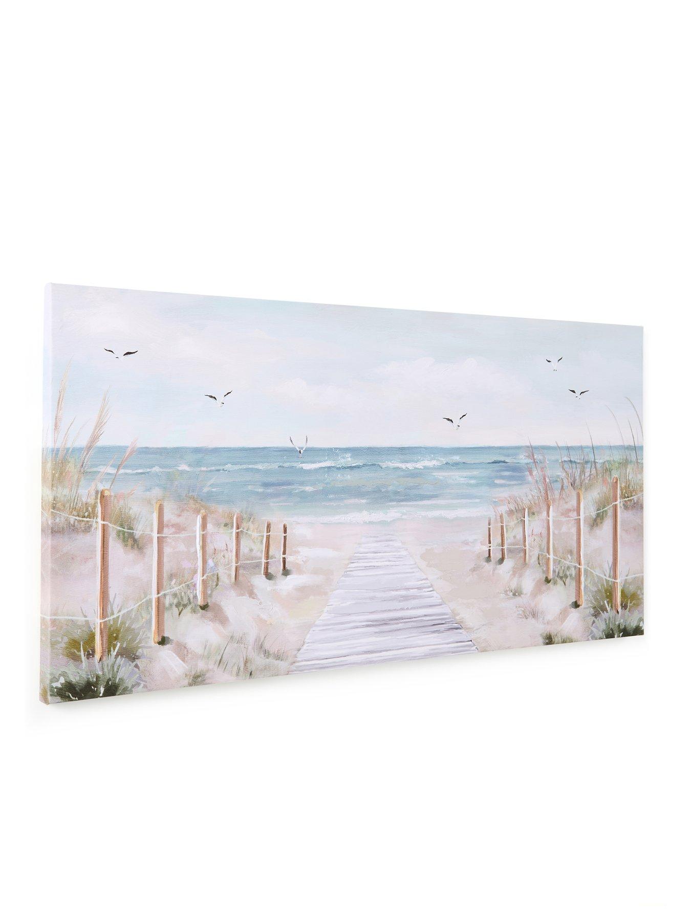  image of very-home-sandy-beach-printed-canvas-with-hand-paint-50x100cm