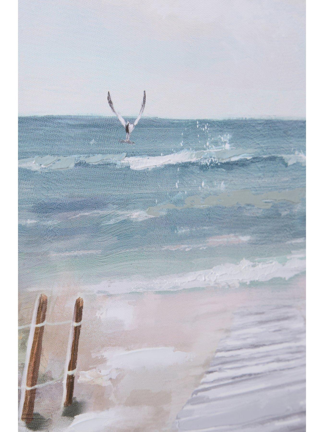  image of very-home-sandy-beach-printed-canvas-with-hand-paint-50x100cm