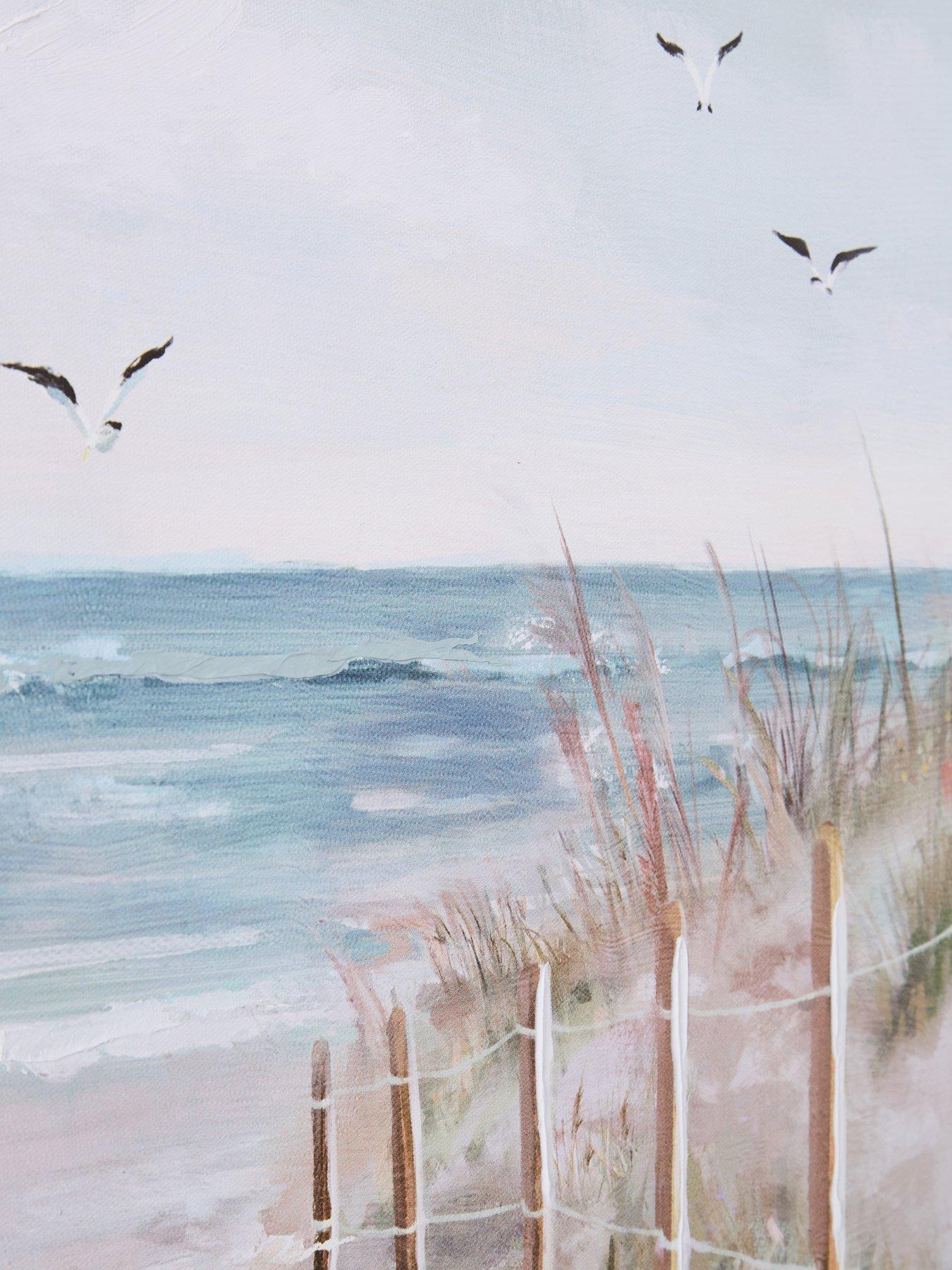  image of very-home-sandy-beach-printed-canvas-with-hand-paint-50x100cm