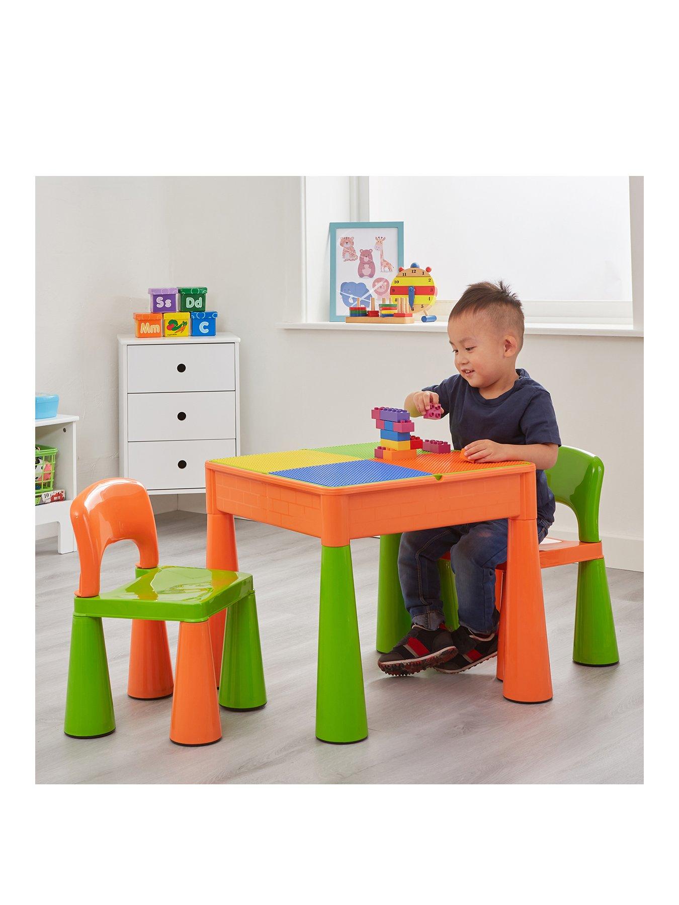 undefined 5-in-1 Green and Orange Multi-Purpose Table and 2 Chair Set