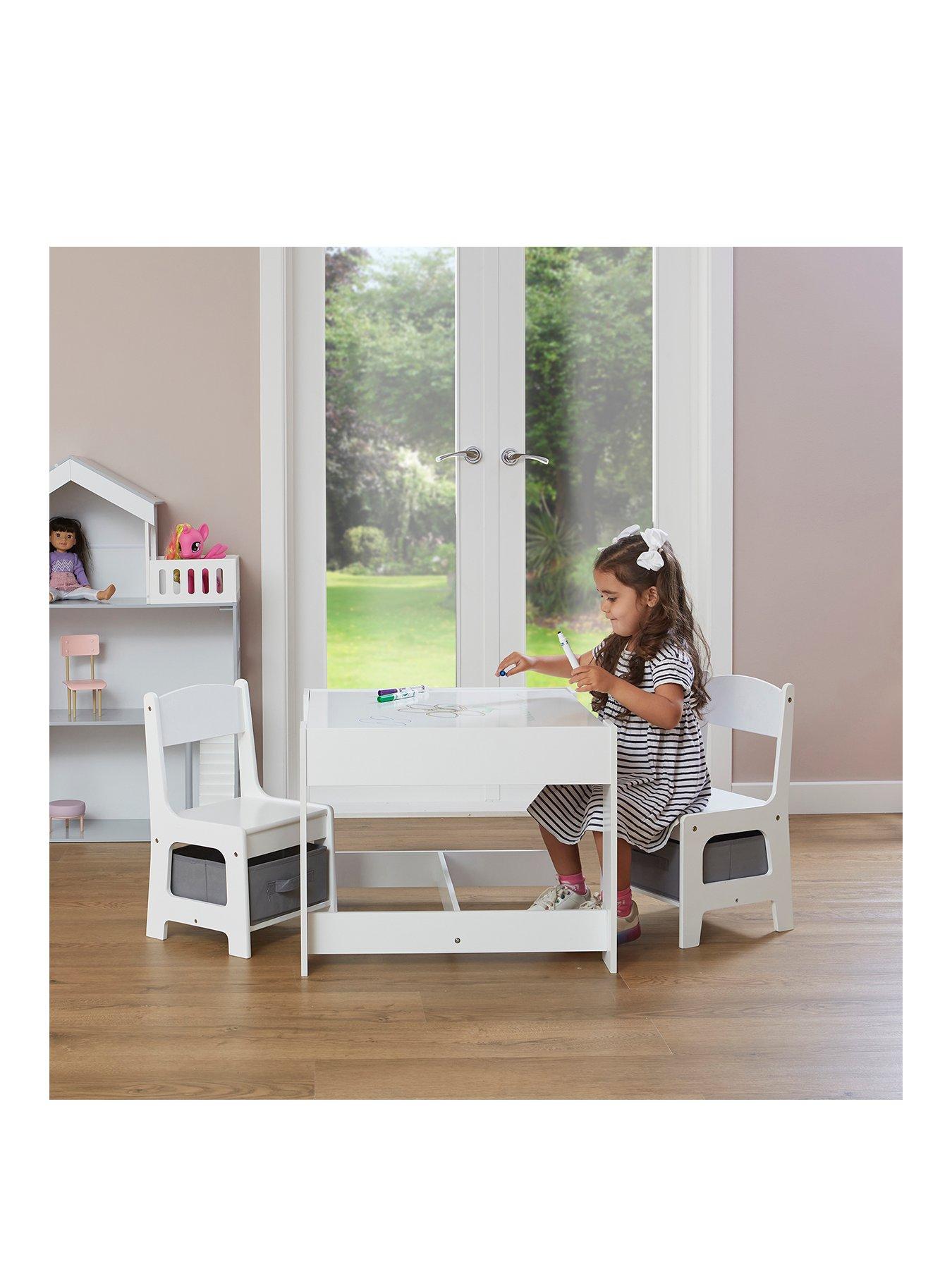 Liberty House White Table And Chairs With Grey Storage Bins