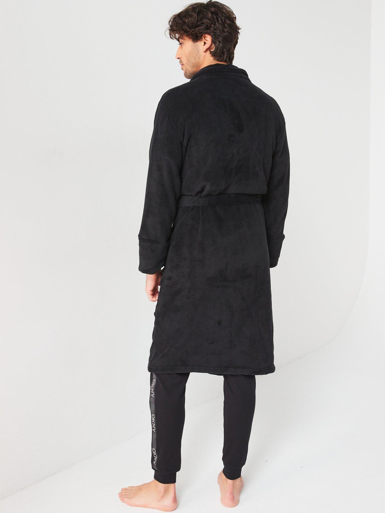 Image 2 of 5 of DKNY Panda Fleece Lined Robe - Black