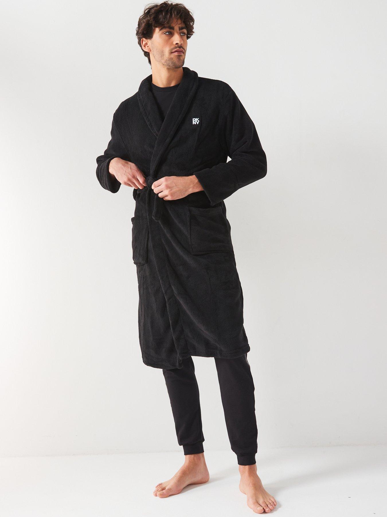 Image 3 of 5 of DKNY Panda Fleece Lined Robe - Black