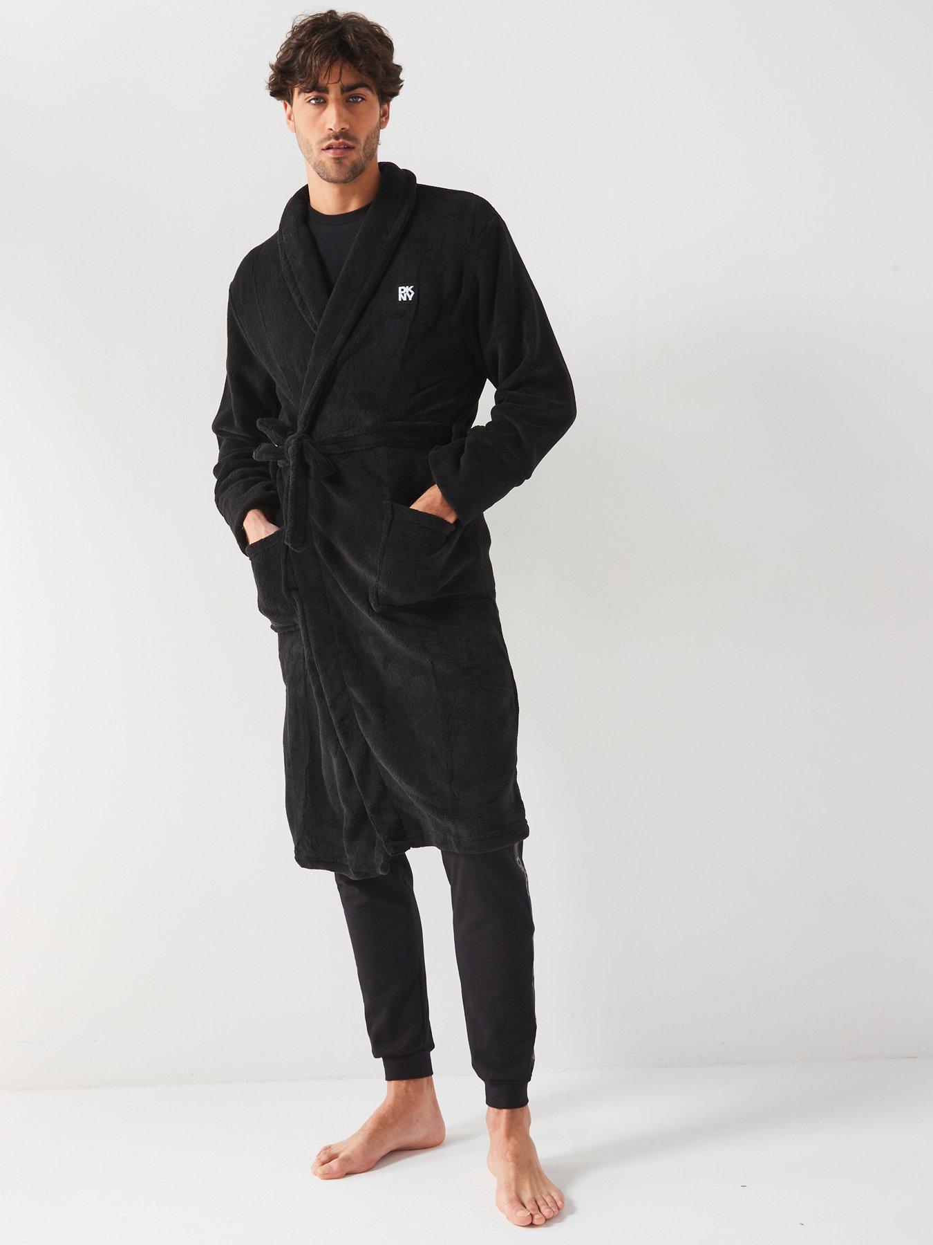 Image 4 of 5 of DKNY Panda Fleece Lined Robe - Black