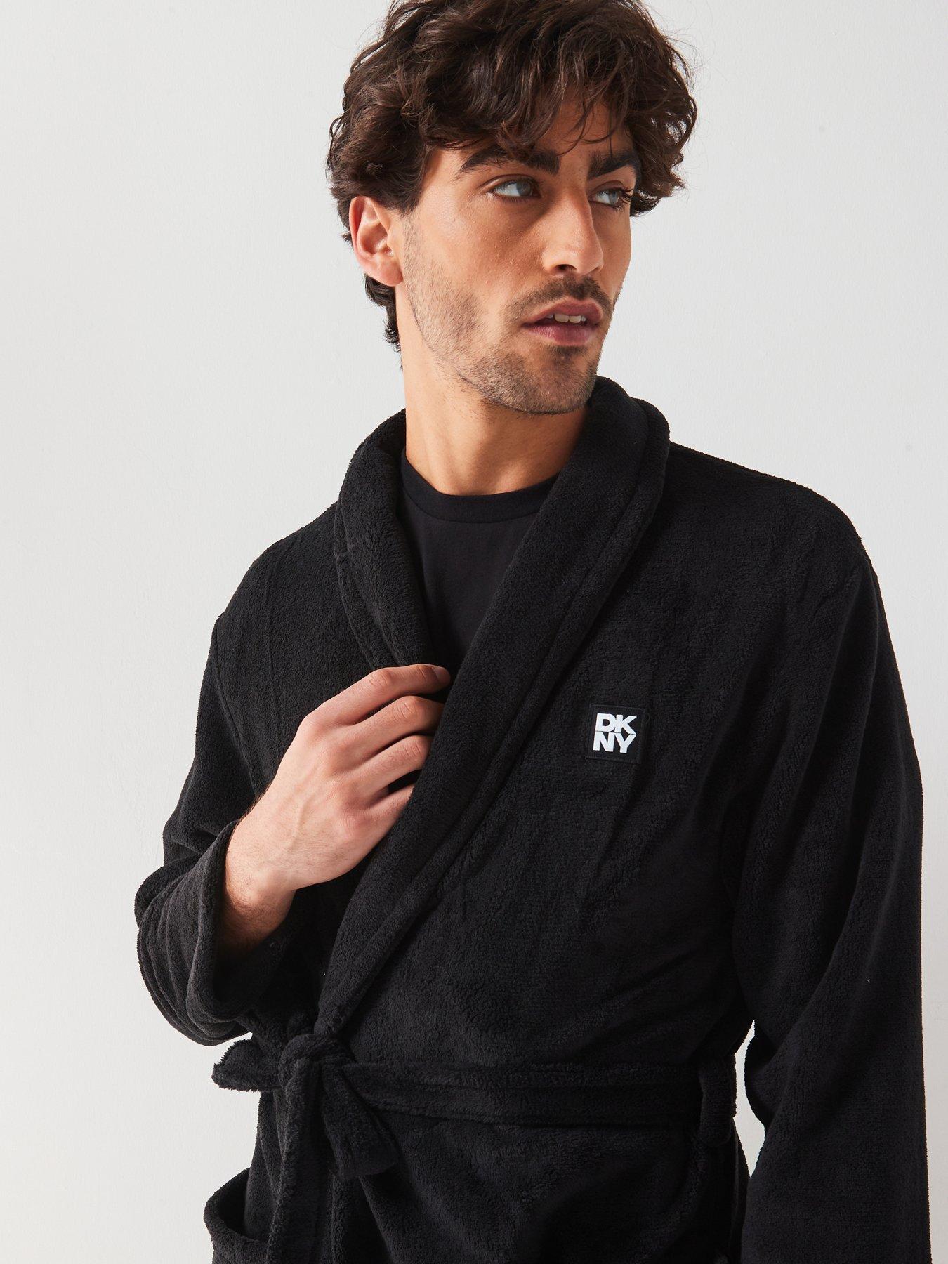 Image 5 of 5 of DKNY Panda Fleece Lined Robe - Black