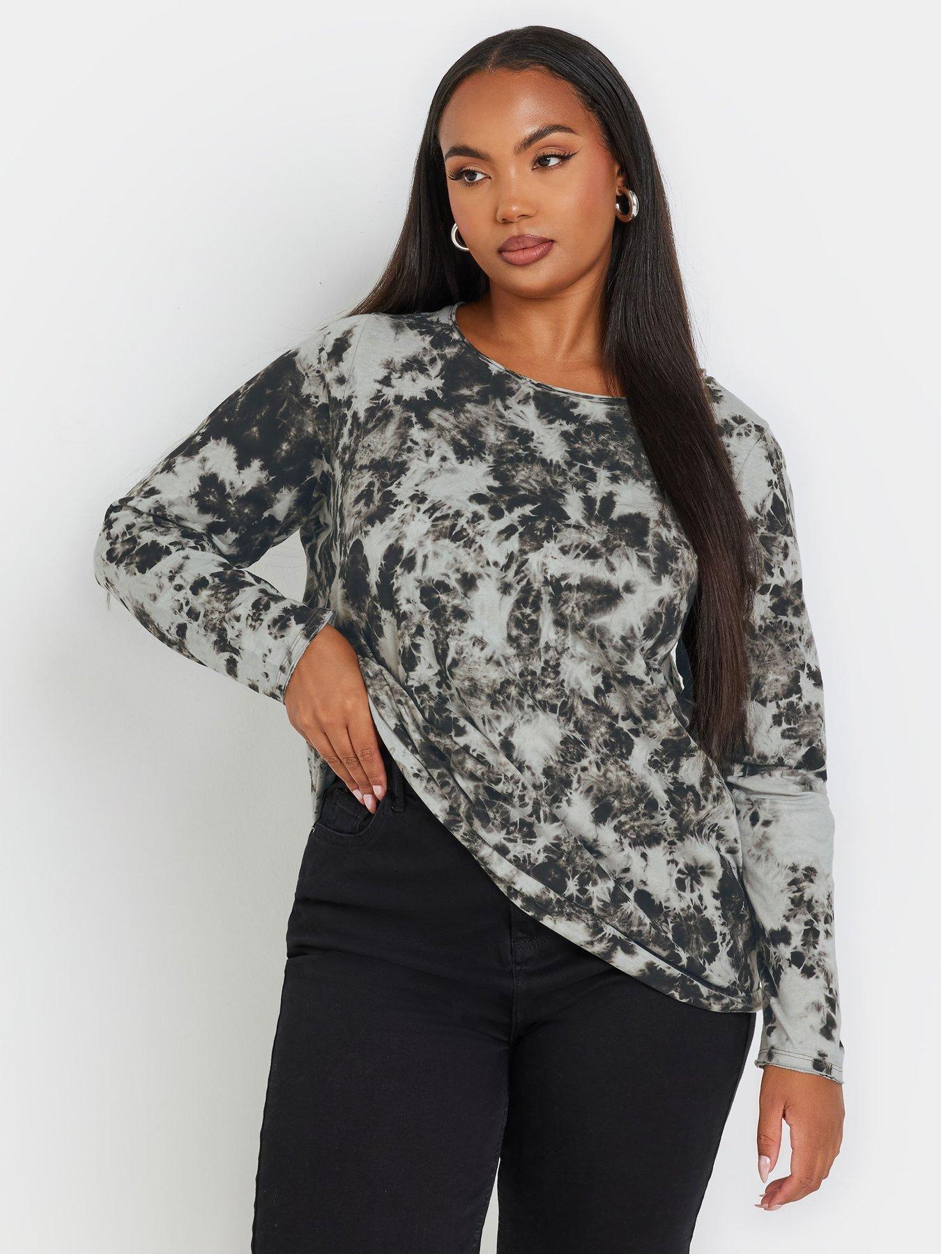 undefined Curve Log Sleeve Acid Wash T-Shirt - Grey