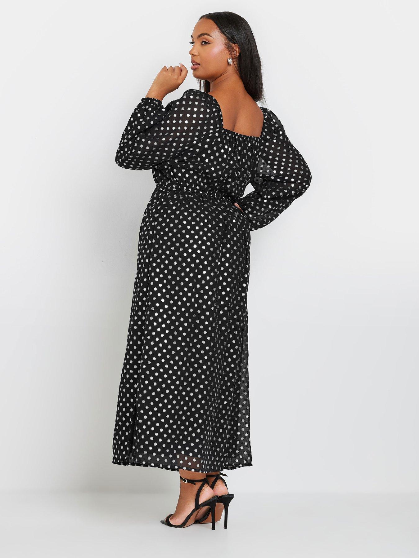 Image 2 of 4 of Yours Curve Chiffon Foil Maxi Dress - Black