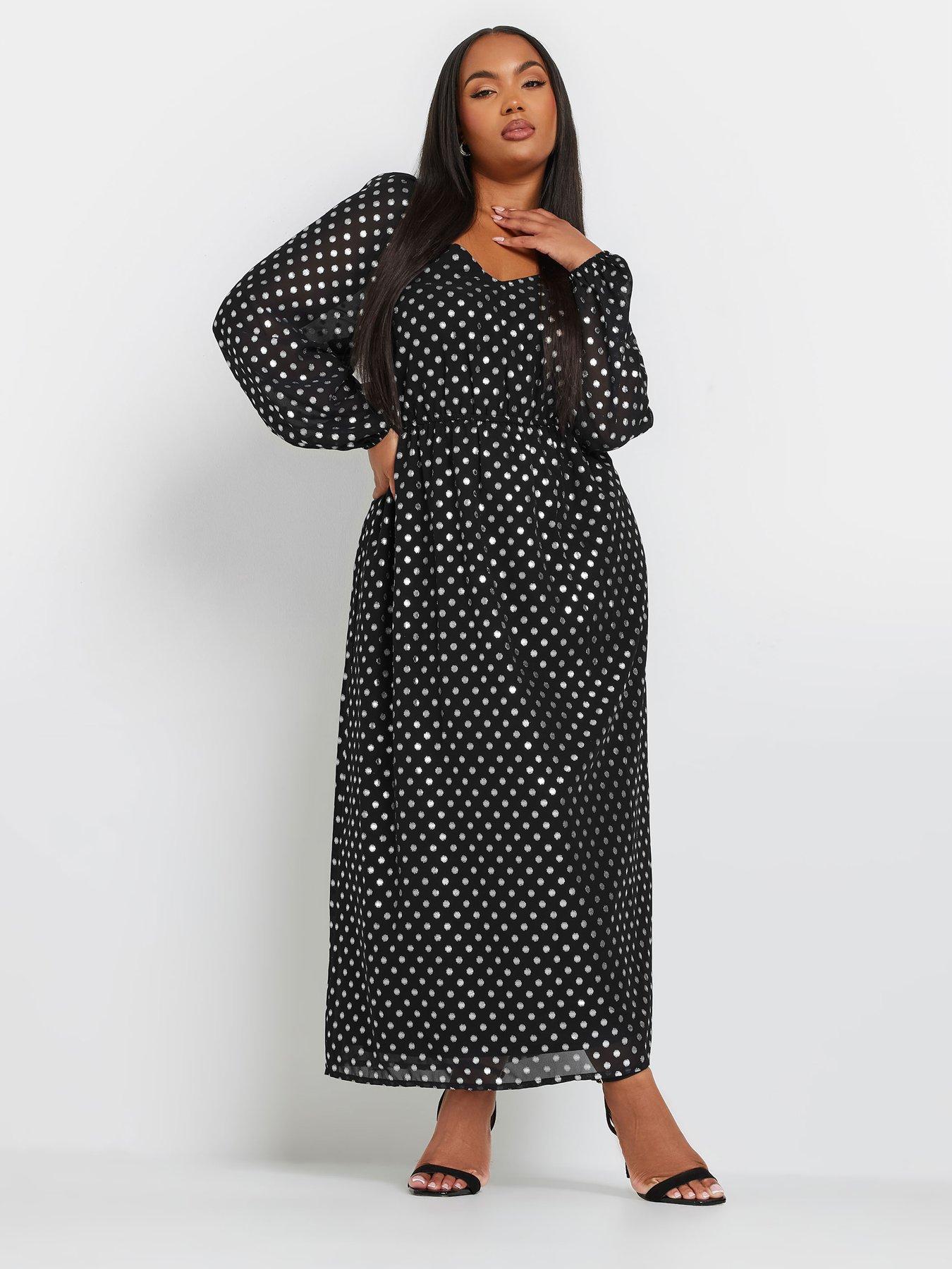 Image 3 of 4 of Yours Curve Chiffon Foil Maxi Dress - Black