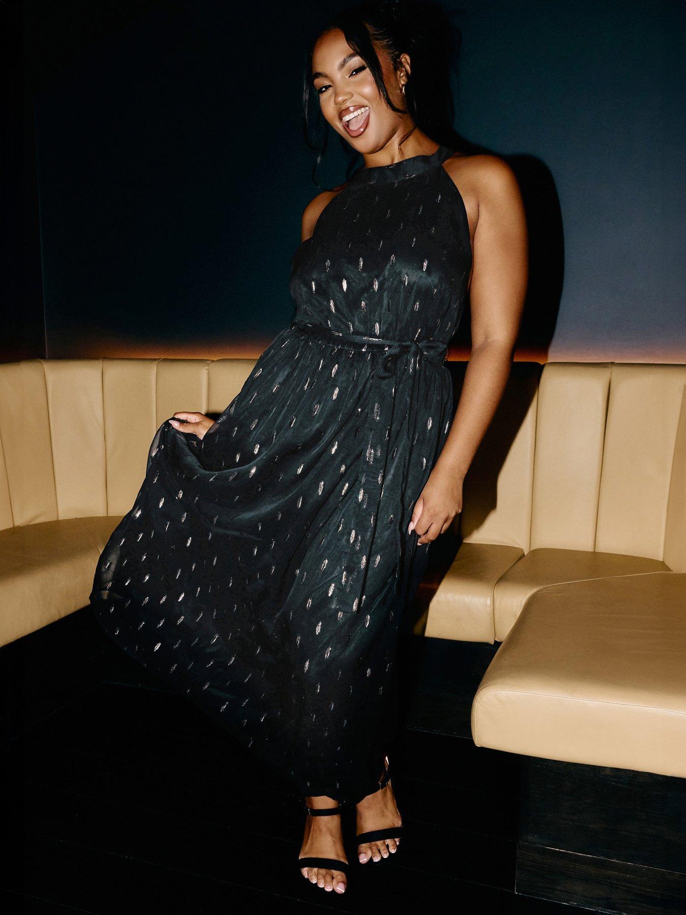 yours-curve-metallic-dobby-choker-maxi-dress-black