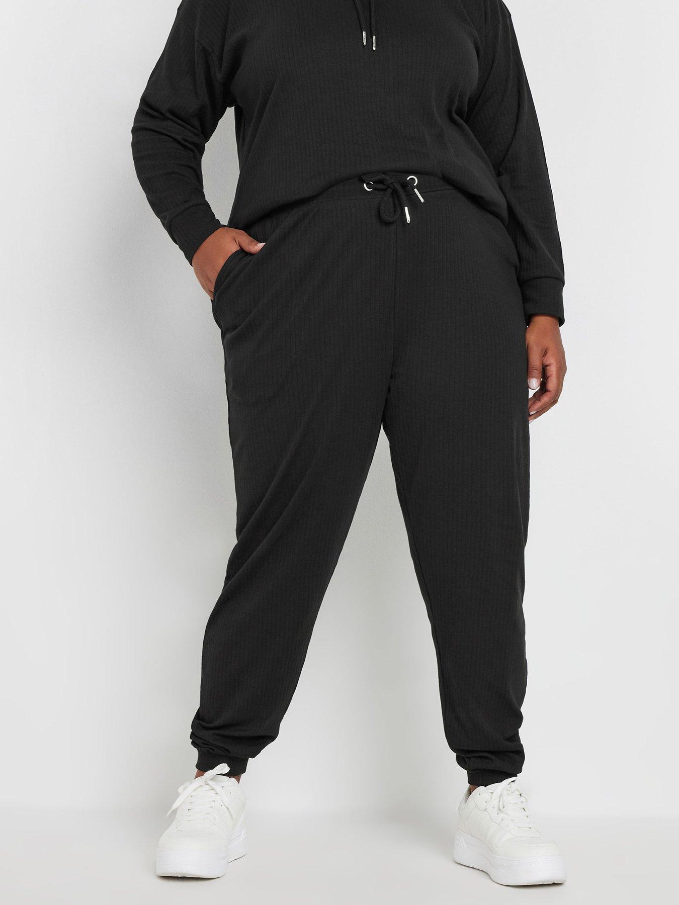  image of yours-curve-ribbed-joggers-black