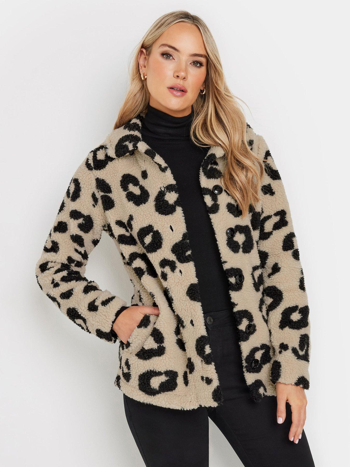 undefined Leopard Borg Teddy Fleece Jacket - Natural