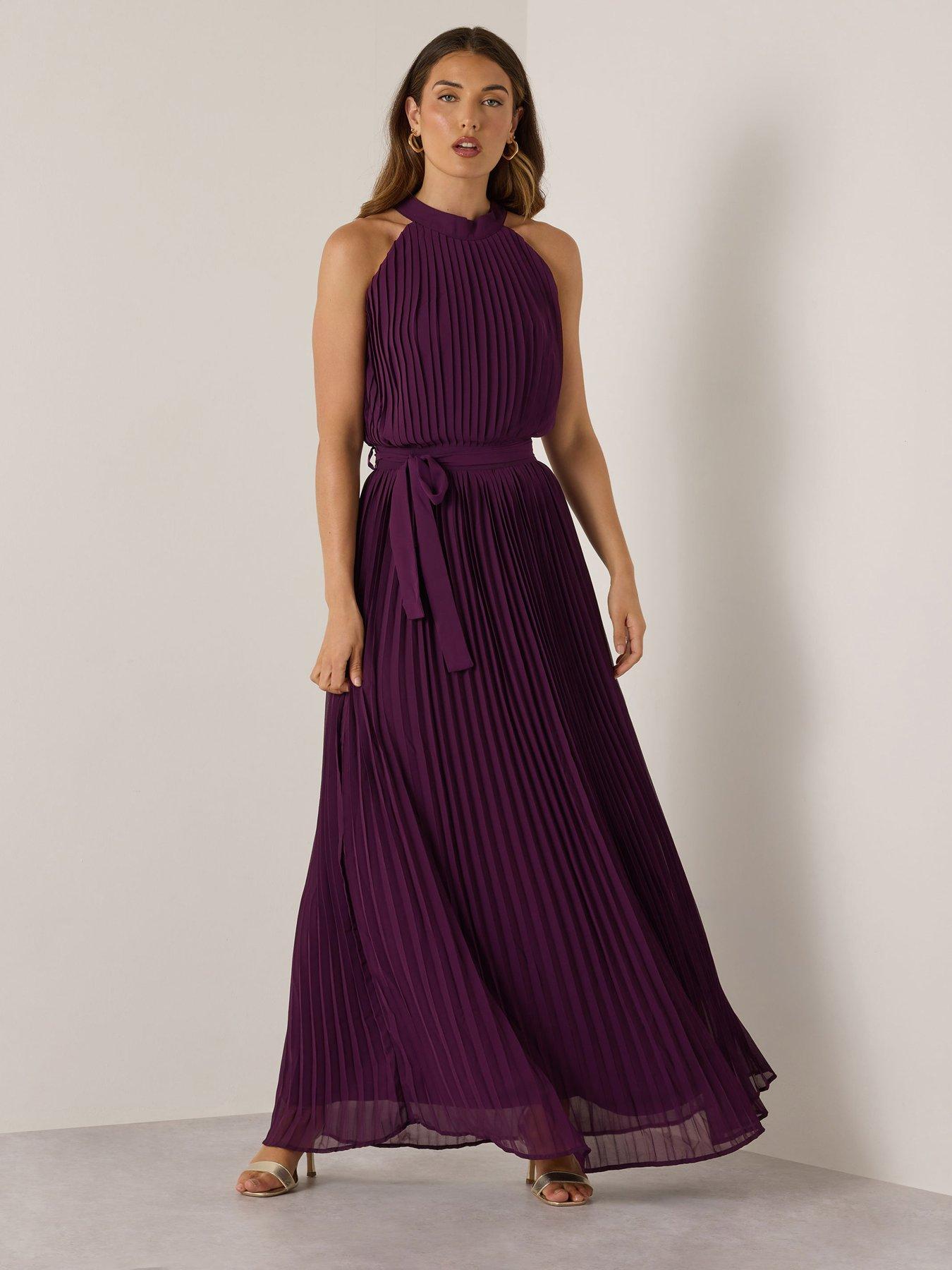 Long Tall Sally Halterneck Pleated Maxi Dress Blue littlewoods