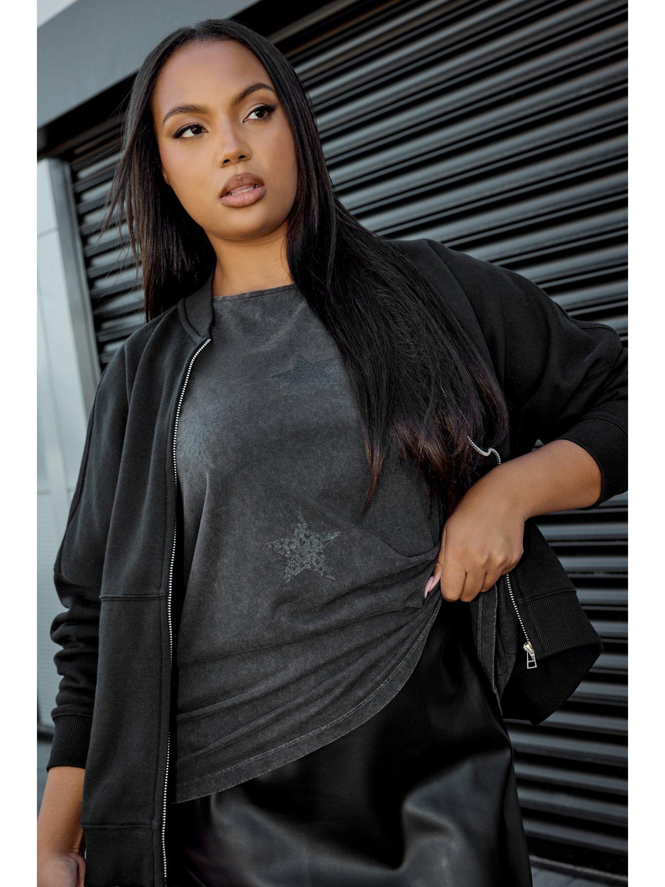 undefined Curve Oversized Sweat Bomber - Black