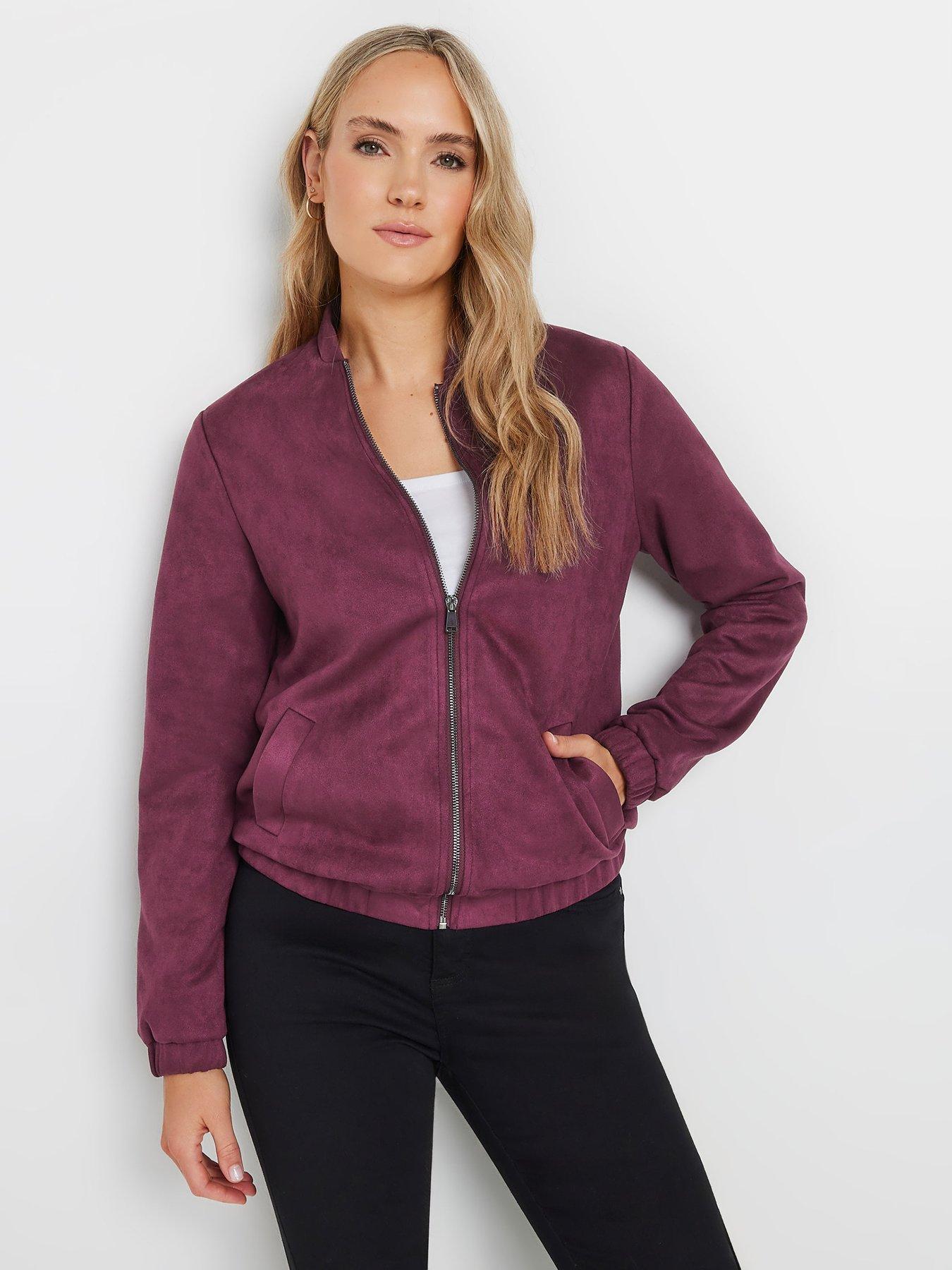  image of long-tall-sally-tall-suedette-bomber-jacket-burgundynbspred