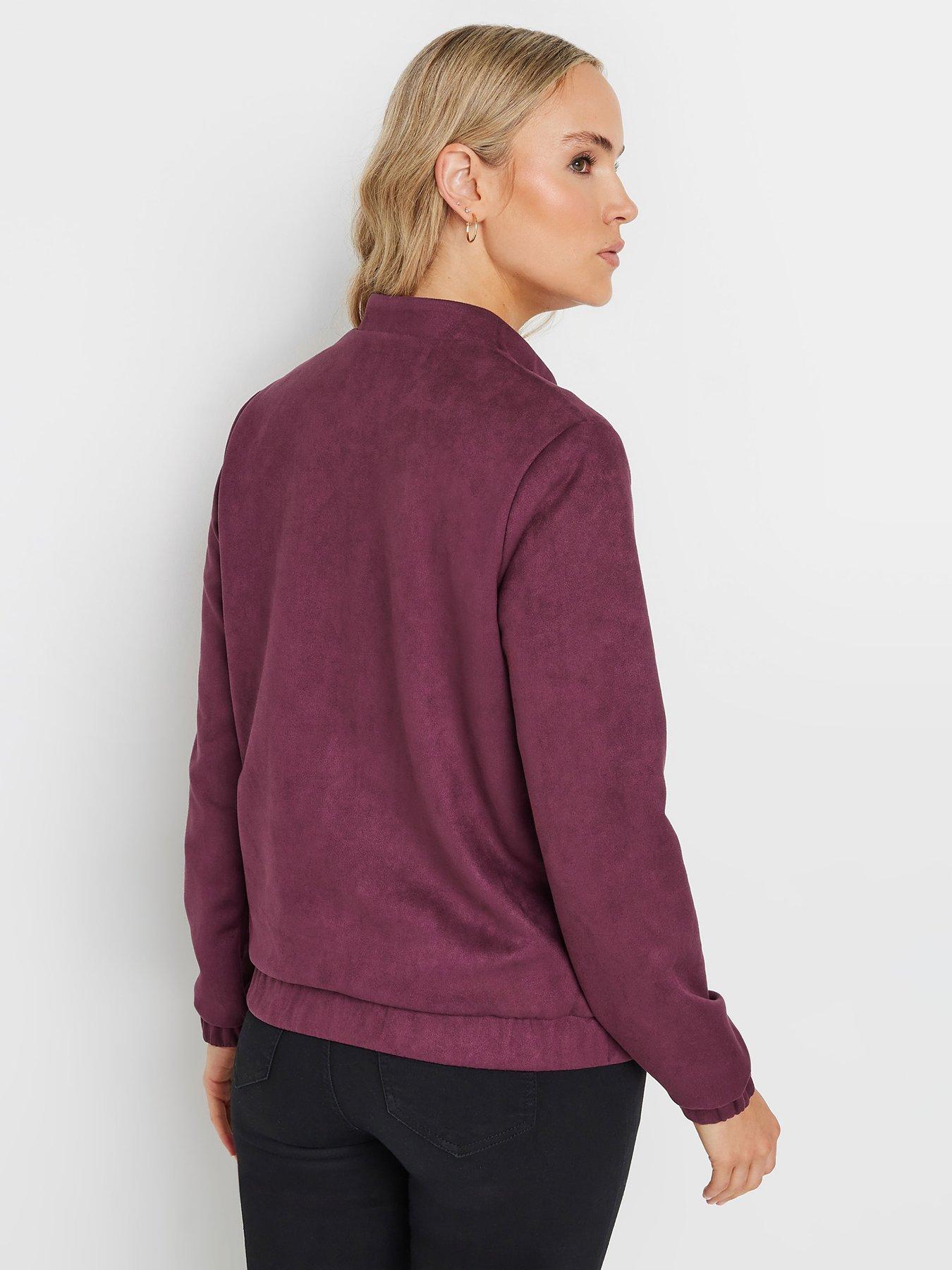  image of long-tall-sally-tall-suedette-bomber-jacket-burgundynbspred