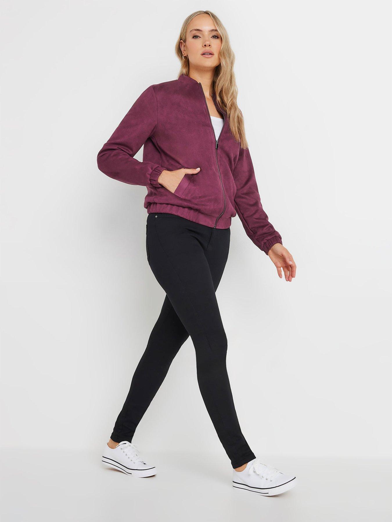  image of long-tall-sally-tall-suedette-bomber-jacket-burgundynbspred