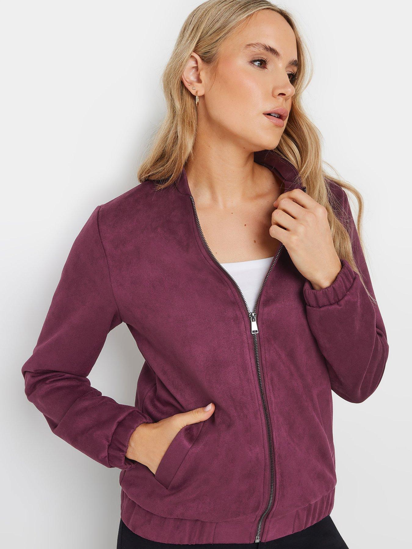  image of long-tall-sally-tall-suedette-bomber-jacket-burgundynbspred