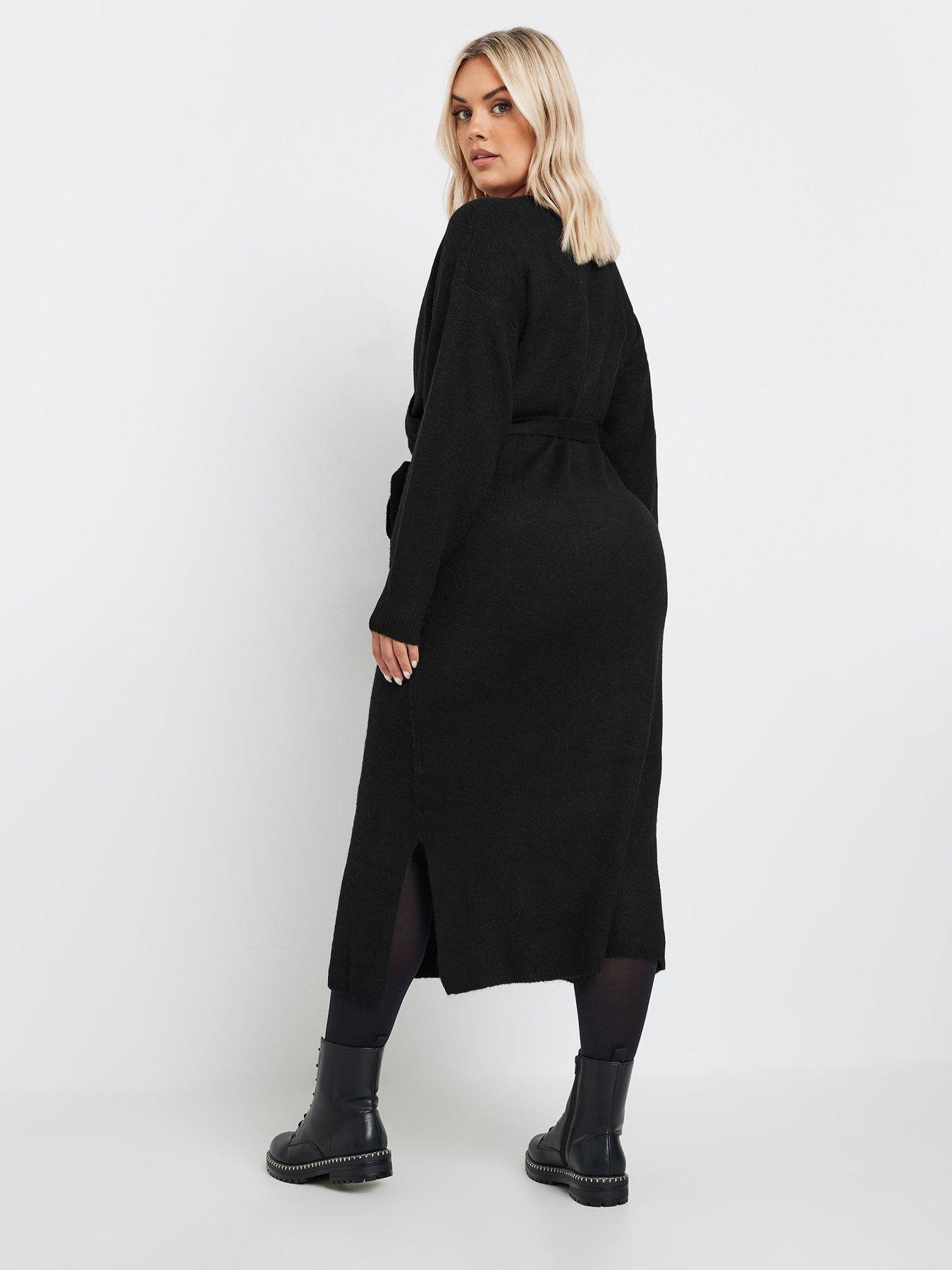 Image 2 of 4 of Yours Curve Wrap Jumper Dress - Black