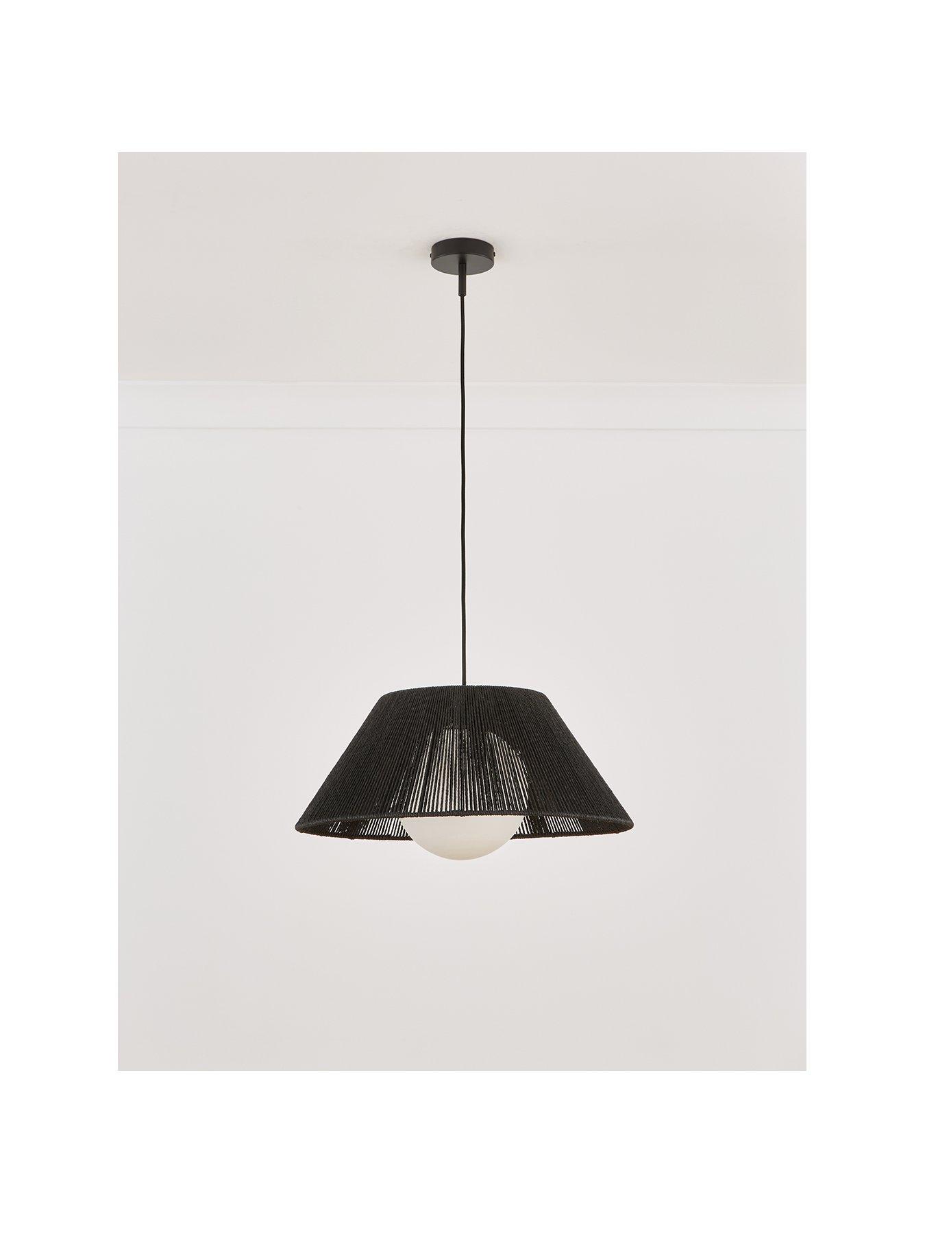  image of the-very-collection-black-string-pendant-with-opal-globe-ceiling-light