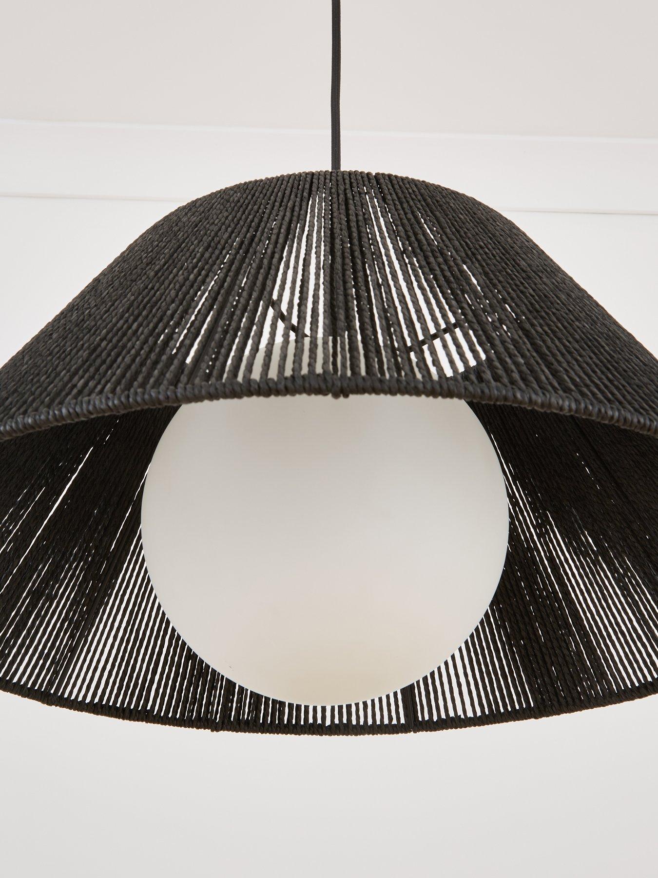  image of the-very-collection-black-string-pendant-with-opal-globe-ceiling-light