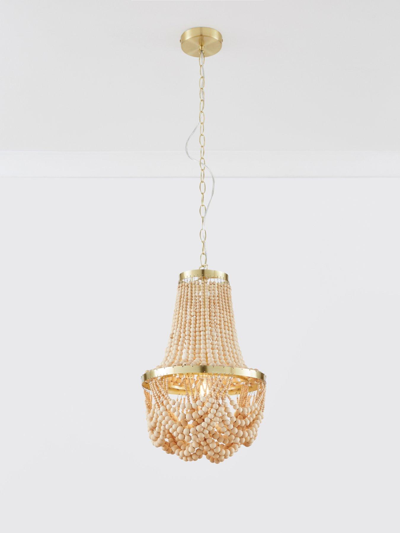 Very Home Large Miller Wooden Bead Chandelier Light