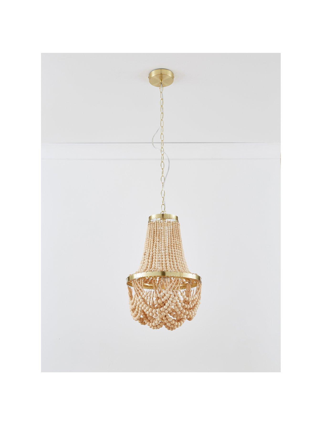 Image 2 of 6 of The Very Collection Large Miller Wooden Bead Chandelier Light