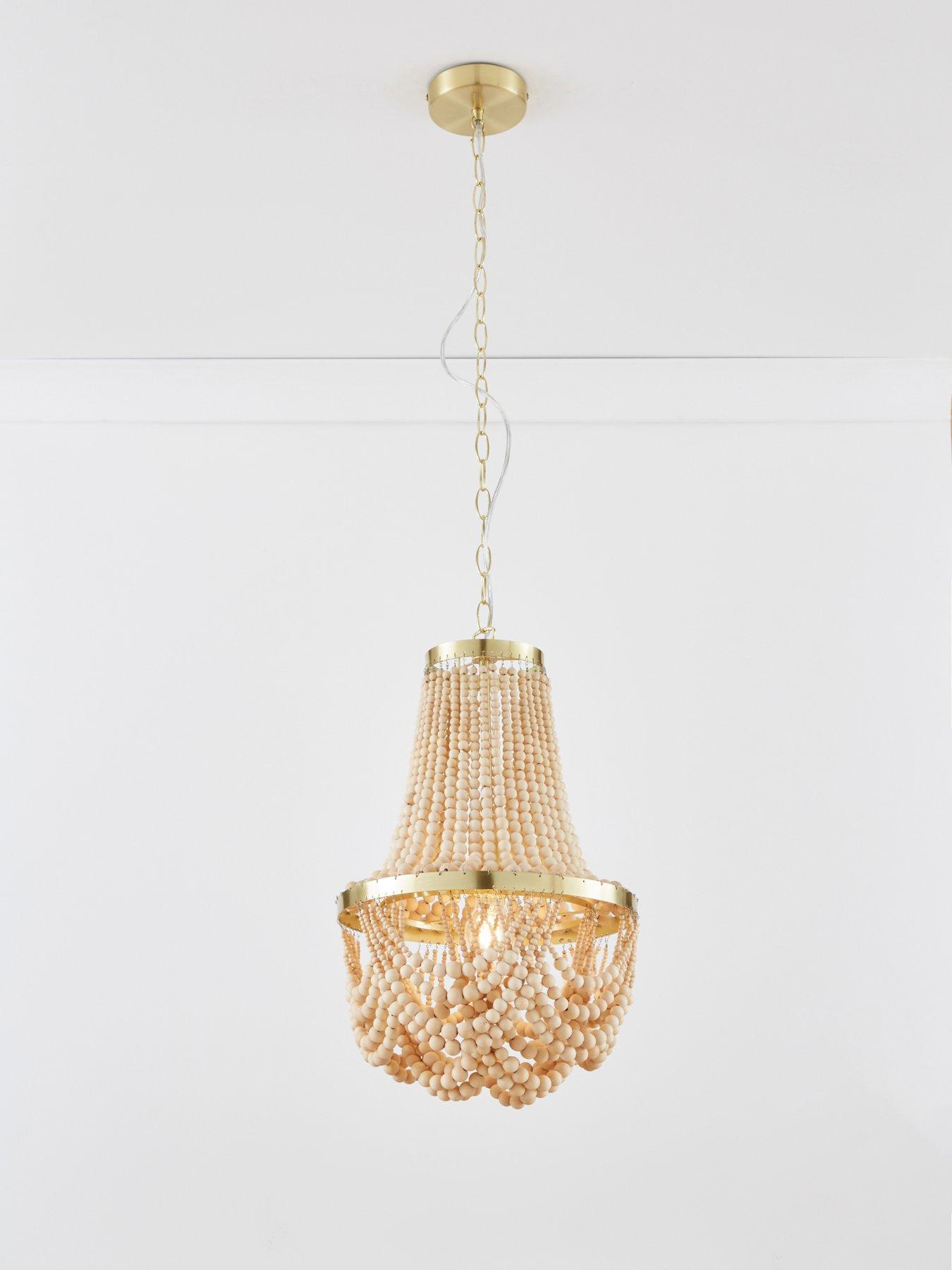 Image 3 of 6 of The Very Collection Large Miller Wooden Bead Chandelier Light