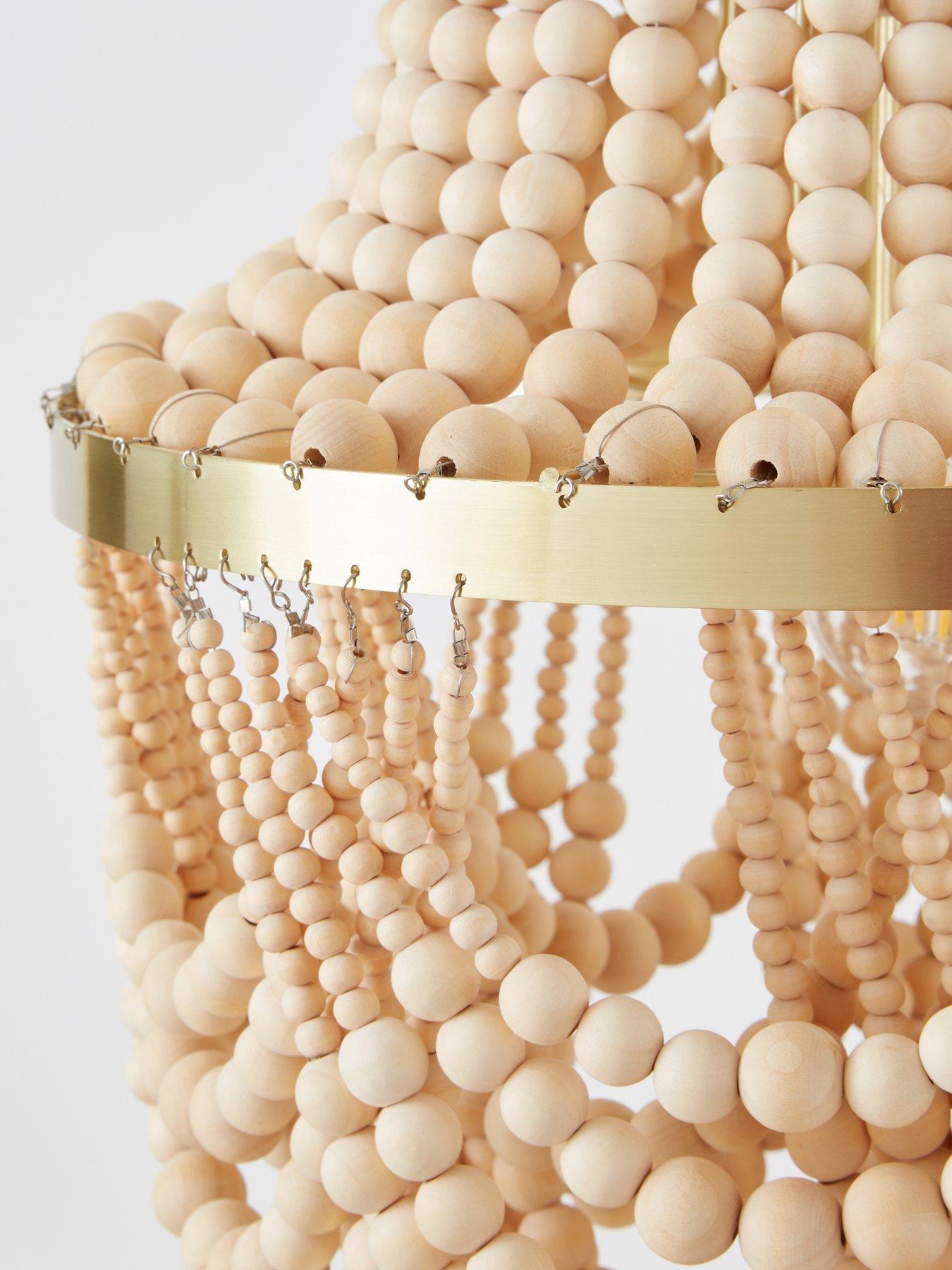 Image 5 of 6 of The Very Collection Large Miller Wooden Bead Chandelier Light
