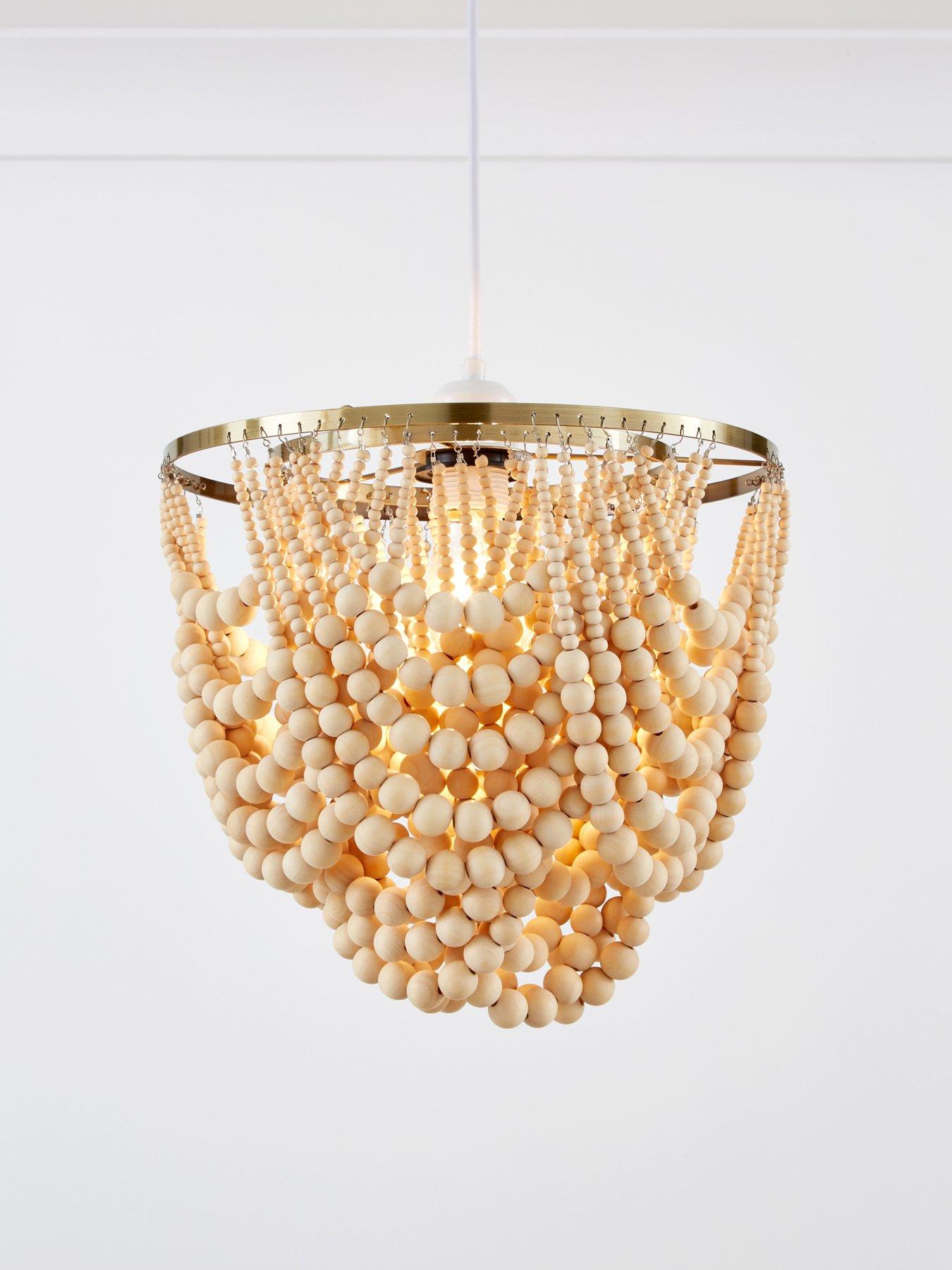 The Very Collection Miller Wooden Bead Easy Fit Ceiling Light Shade