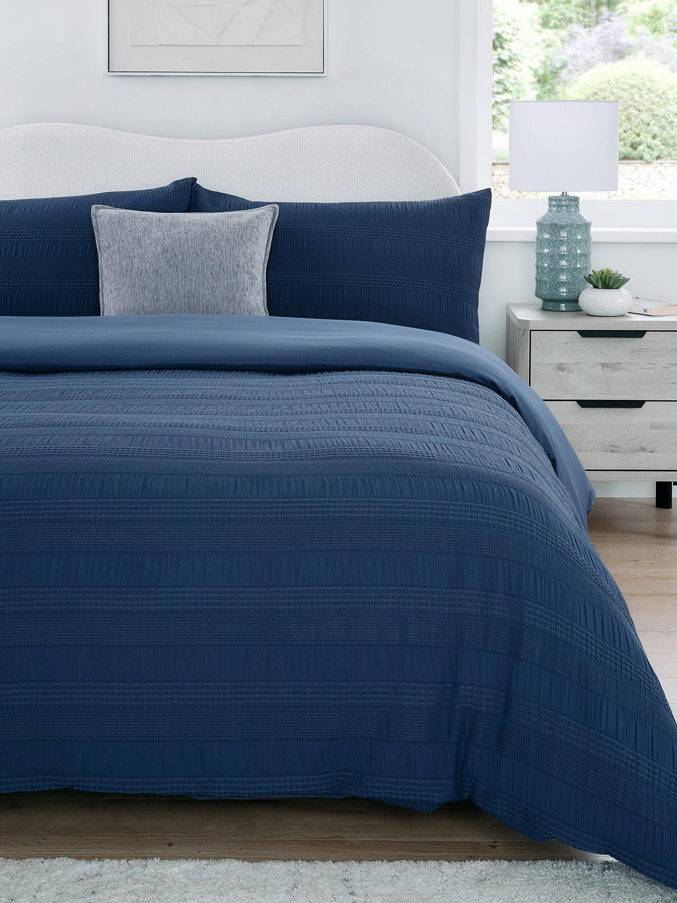 The Very Collection Dalston Waffle Seersucker Stripe Duvet Cover Set