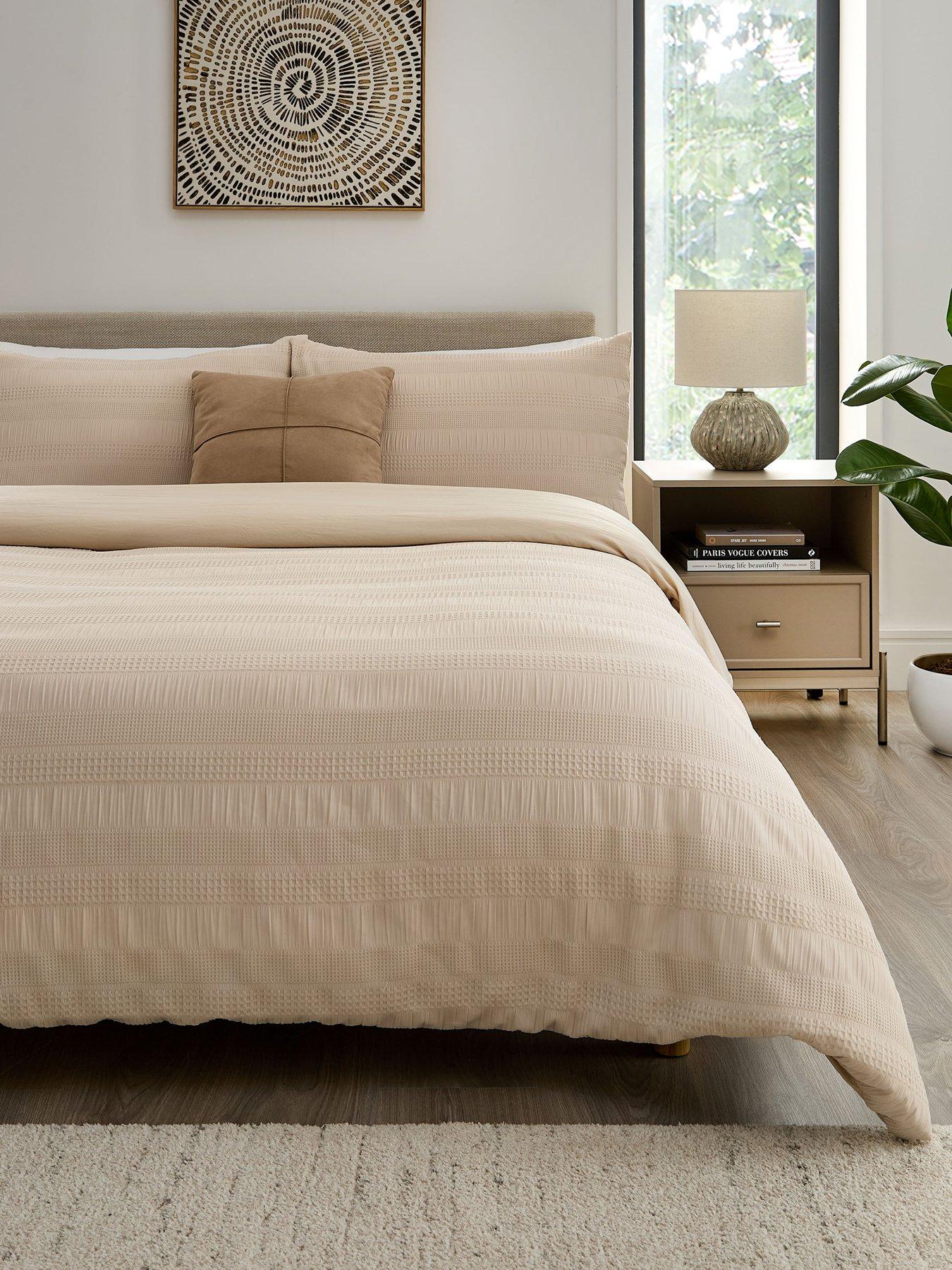 very-home-dalston-waffle-seersucker-stripe-duvet-cover-set
