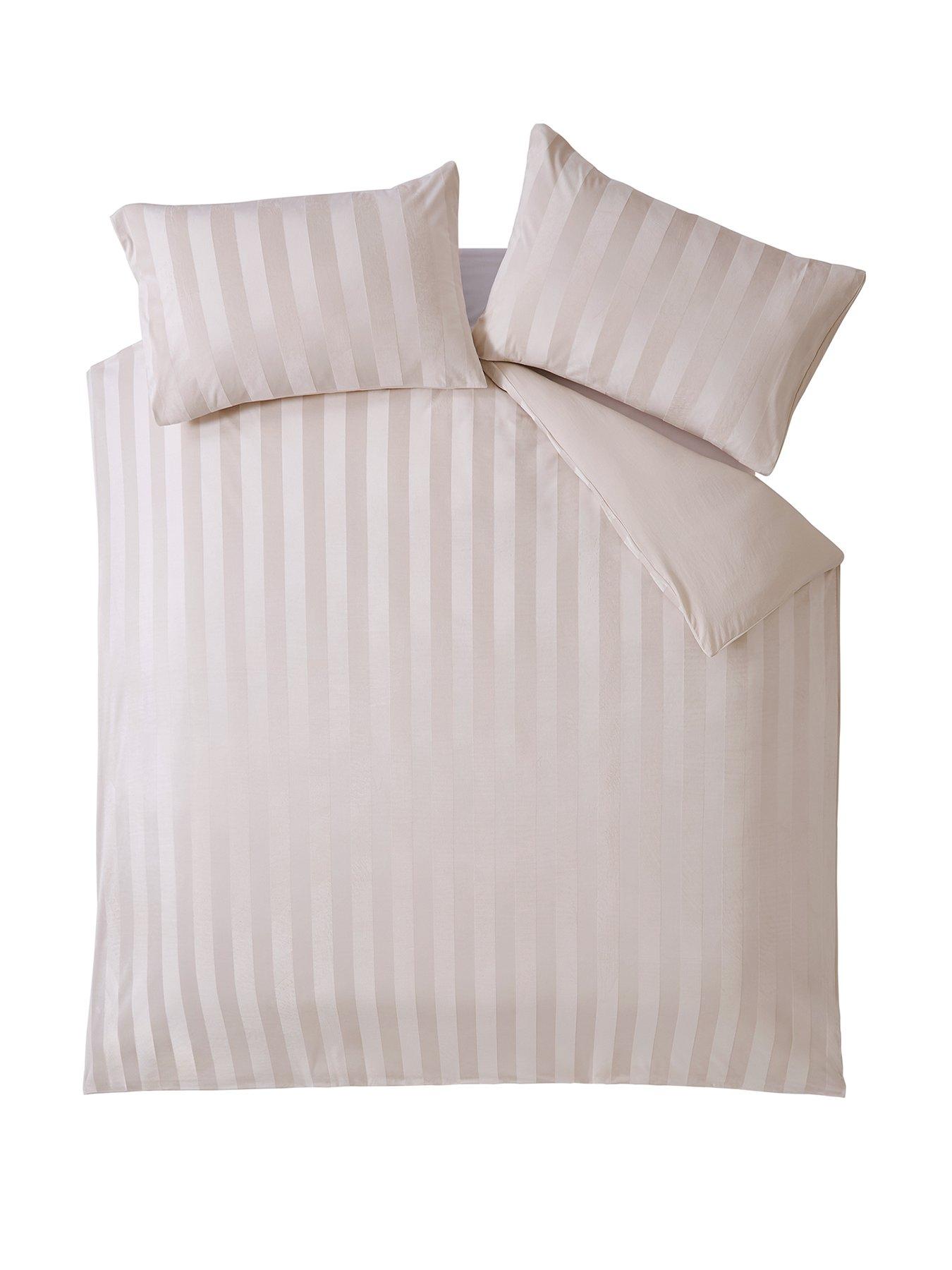 Image 2 of 5 of The Very Collection Luxe Velvet Stripe Duvet Cover Set in Ivory