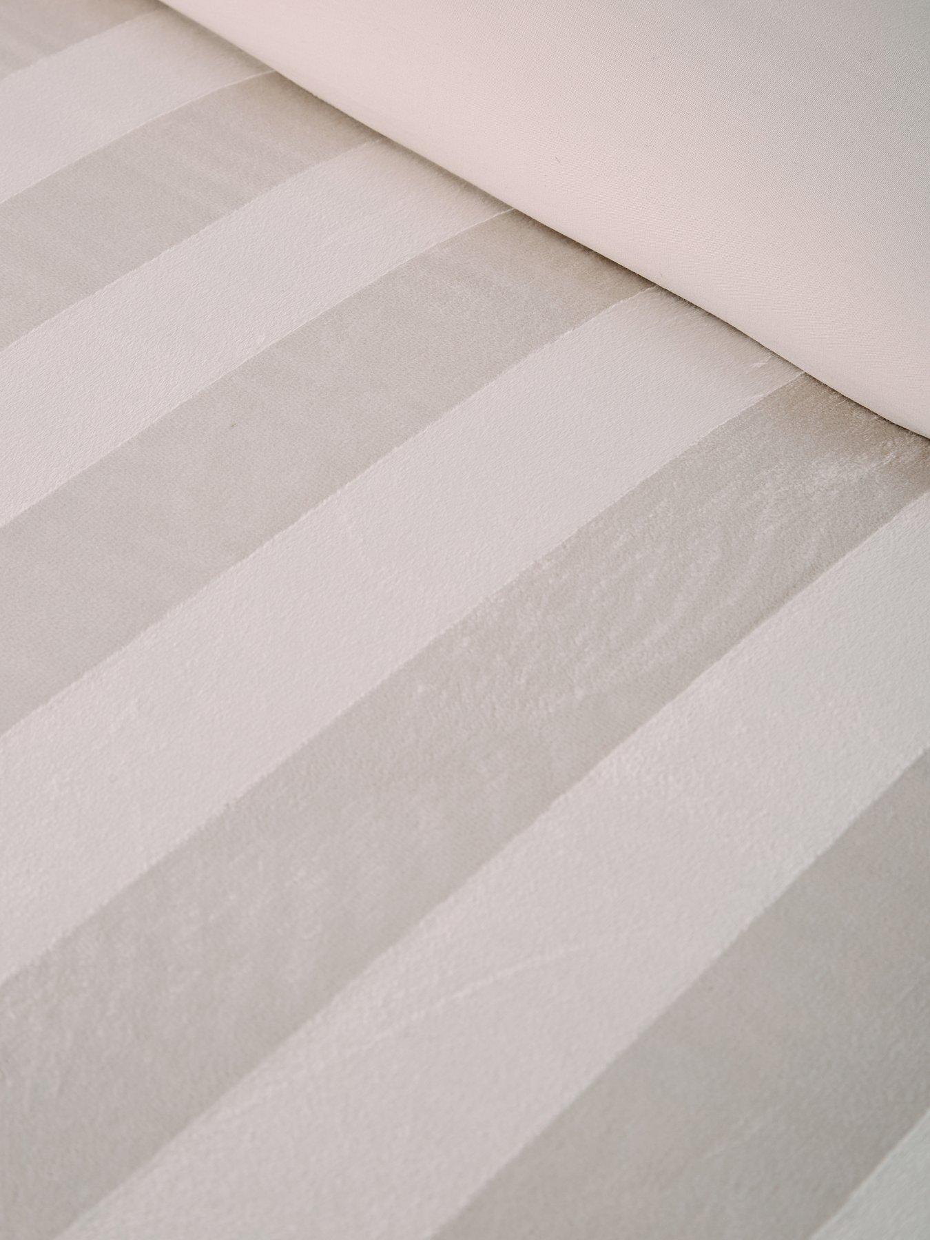 Image 4 of 5 of The Very Collection Luxe Velvet Stripe Duvet Cover Set in Ivory