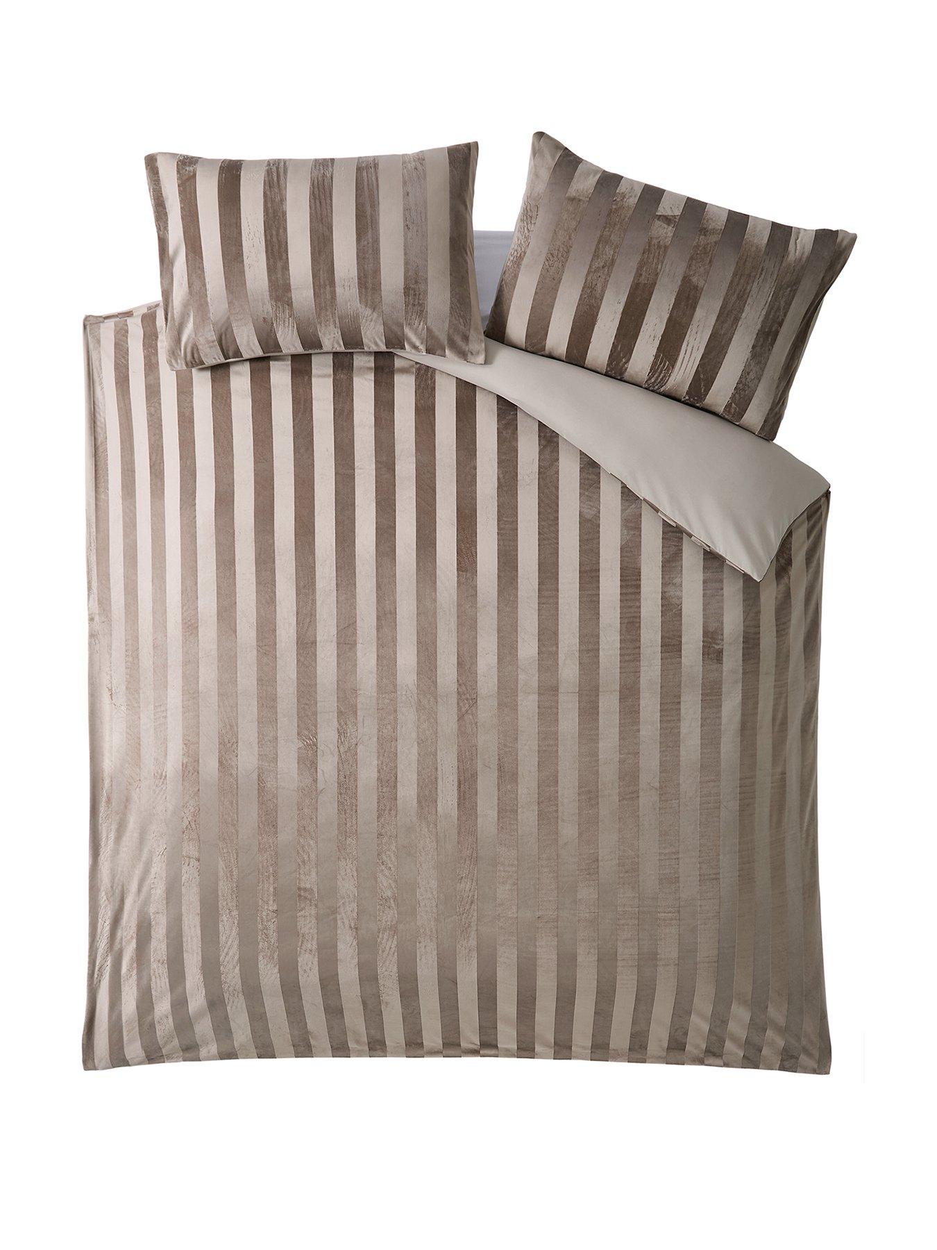  image of very-home-luxe-velvet-stripe-duvet-cover-set-in-champagne