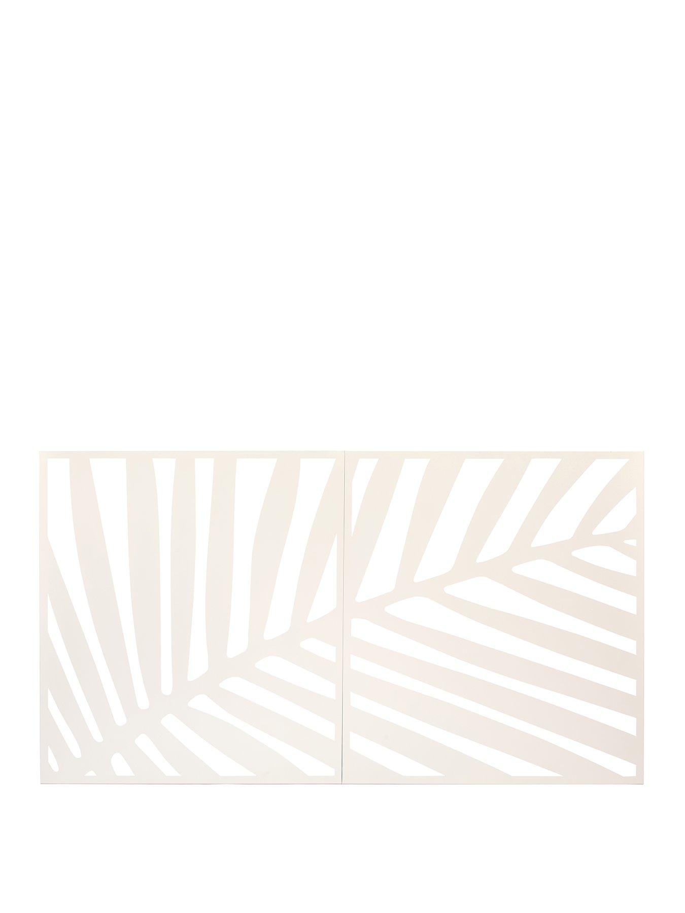  image of very-home-horizontal-metal-garden-screen-leaf-wall-mounting-cream