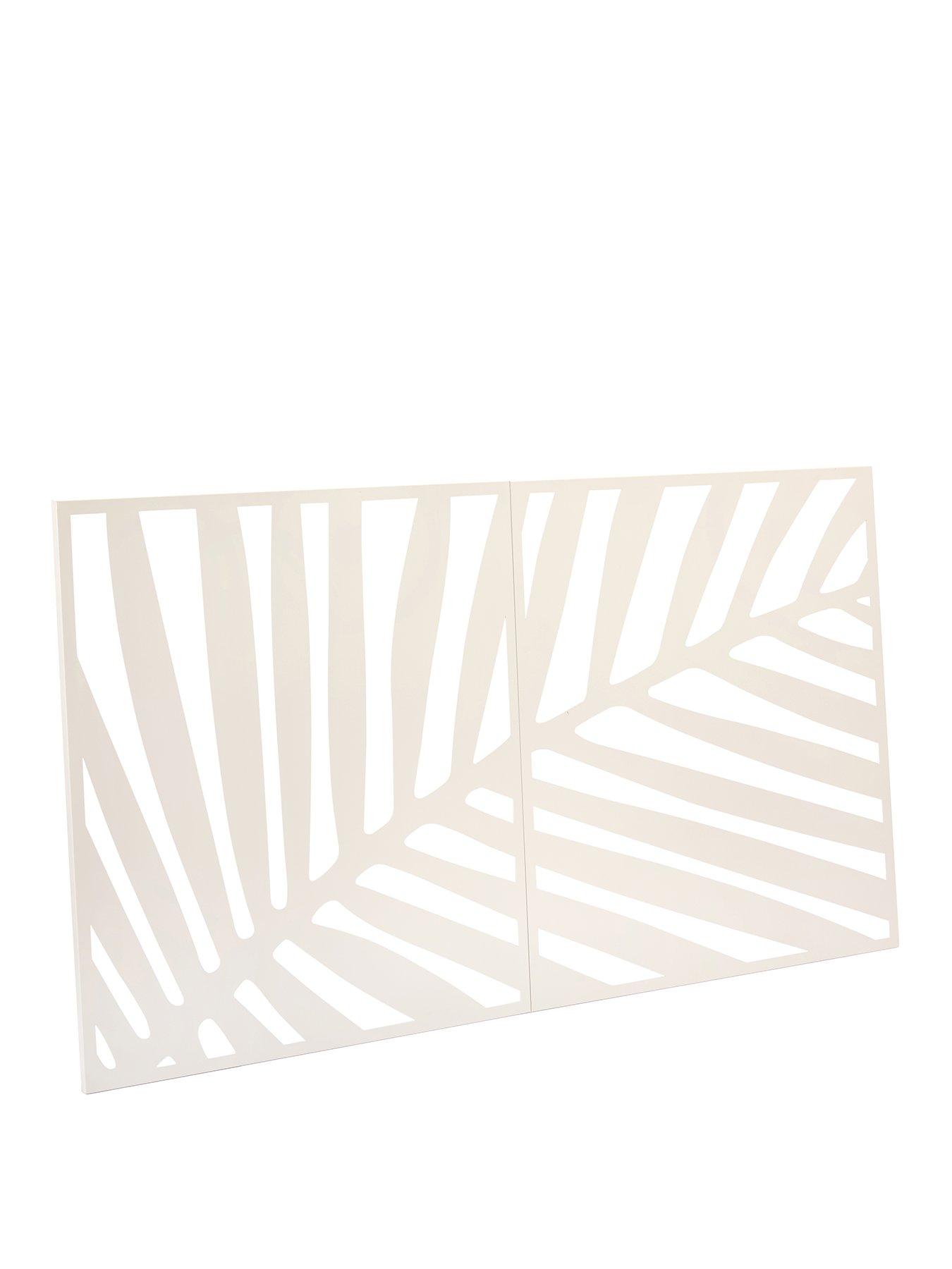  image of very-home-horizontal-metal-garden-screen-leaf-wall-mounting-cream