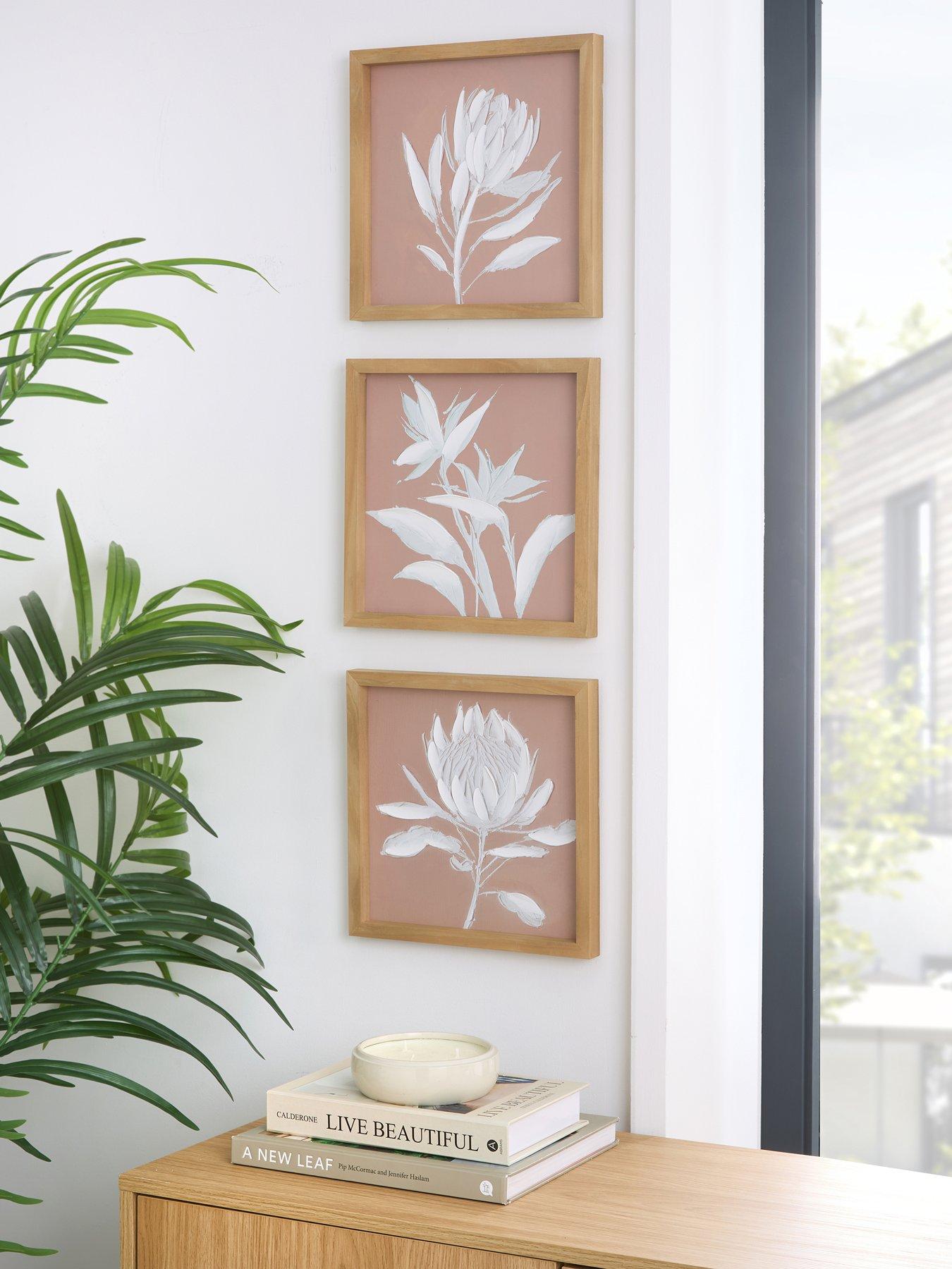 Very Home Floral Set of 3 Capped Canvases