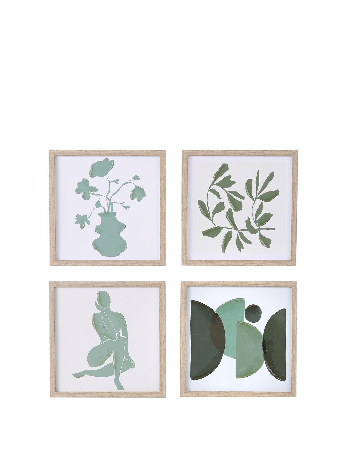  image of very-home-set-of-4-green-abstract-framed-art-prints