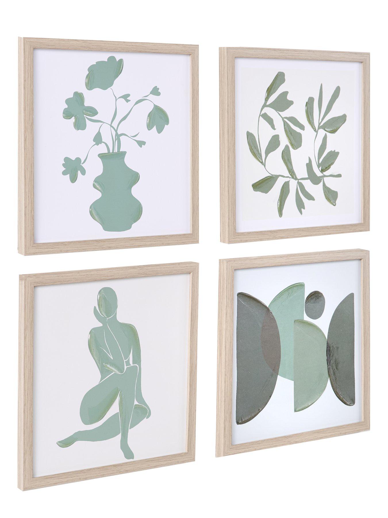  image of very-home-set-of-4-green-abstract-framed-art-prints